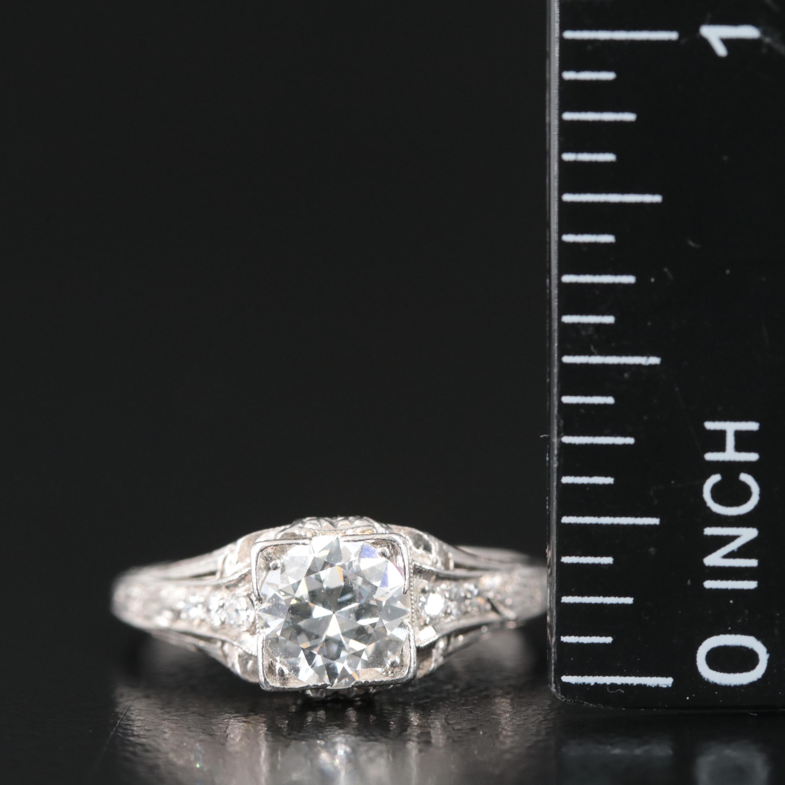Vintage Platinum 0.88 CTW Diamond Ring