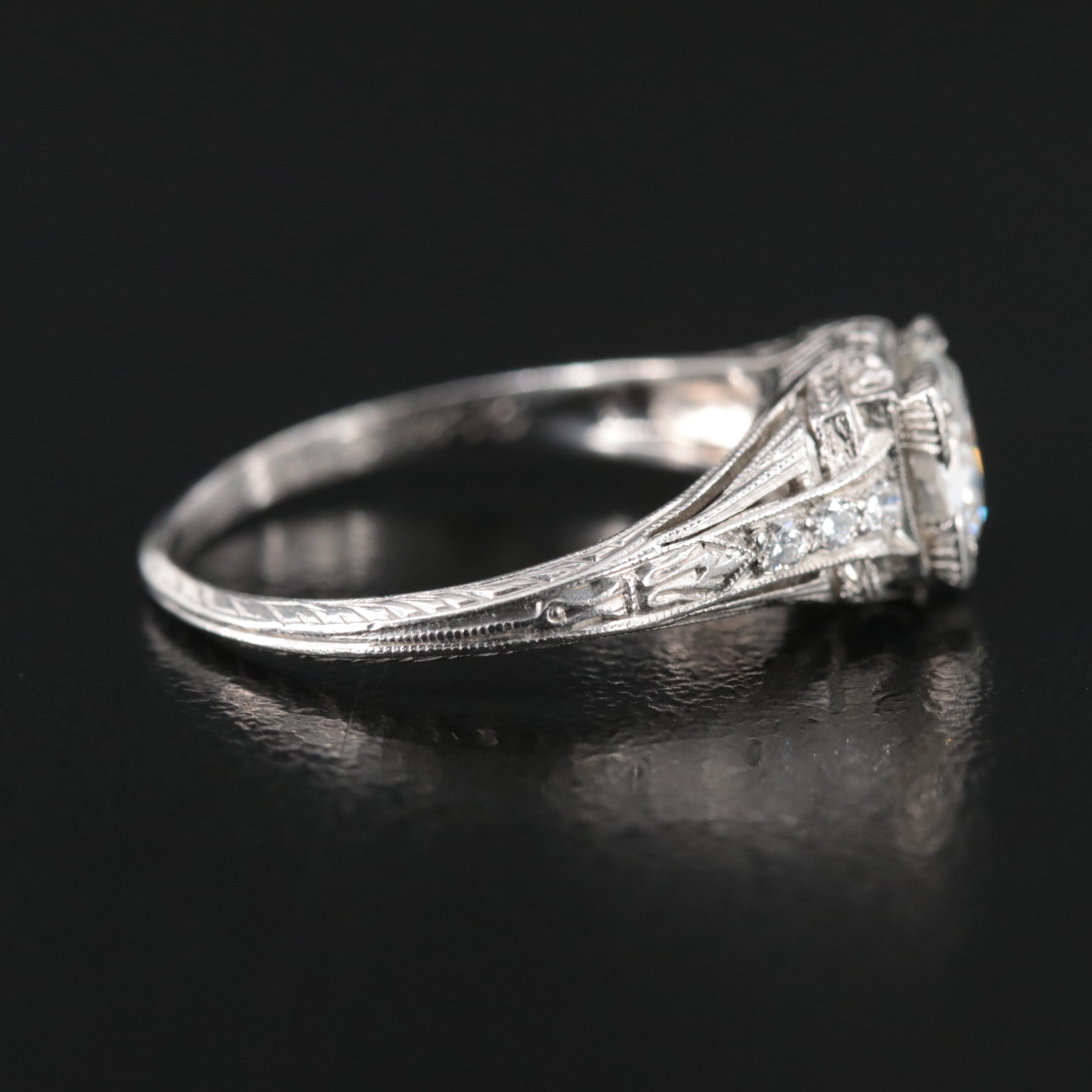 Vintage Platinum 0.88 CTW Diamond Ring