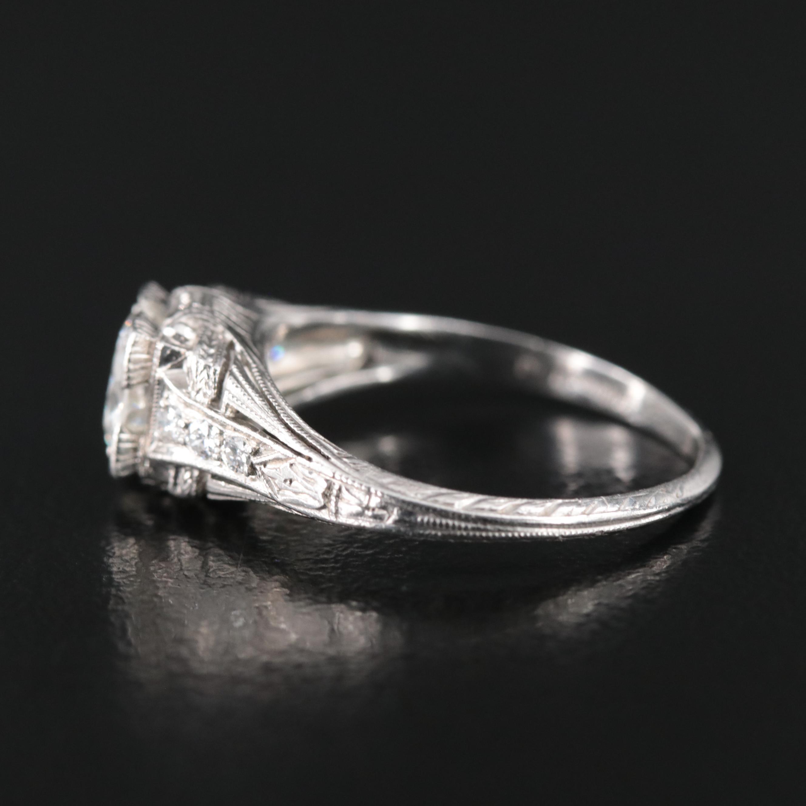 Vintage Platinum 0.88 CTW Diamond Ring