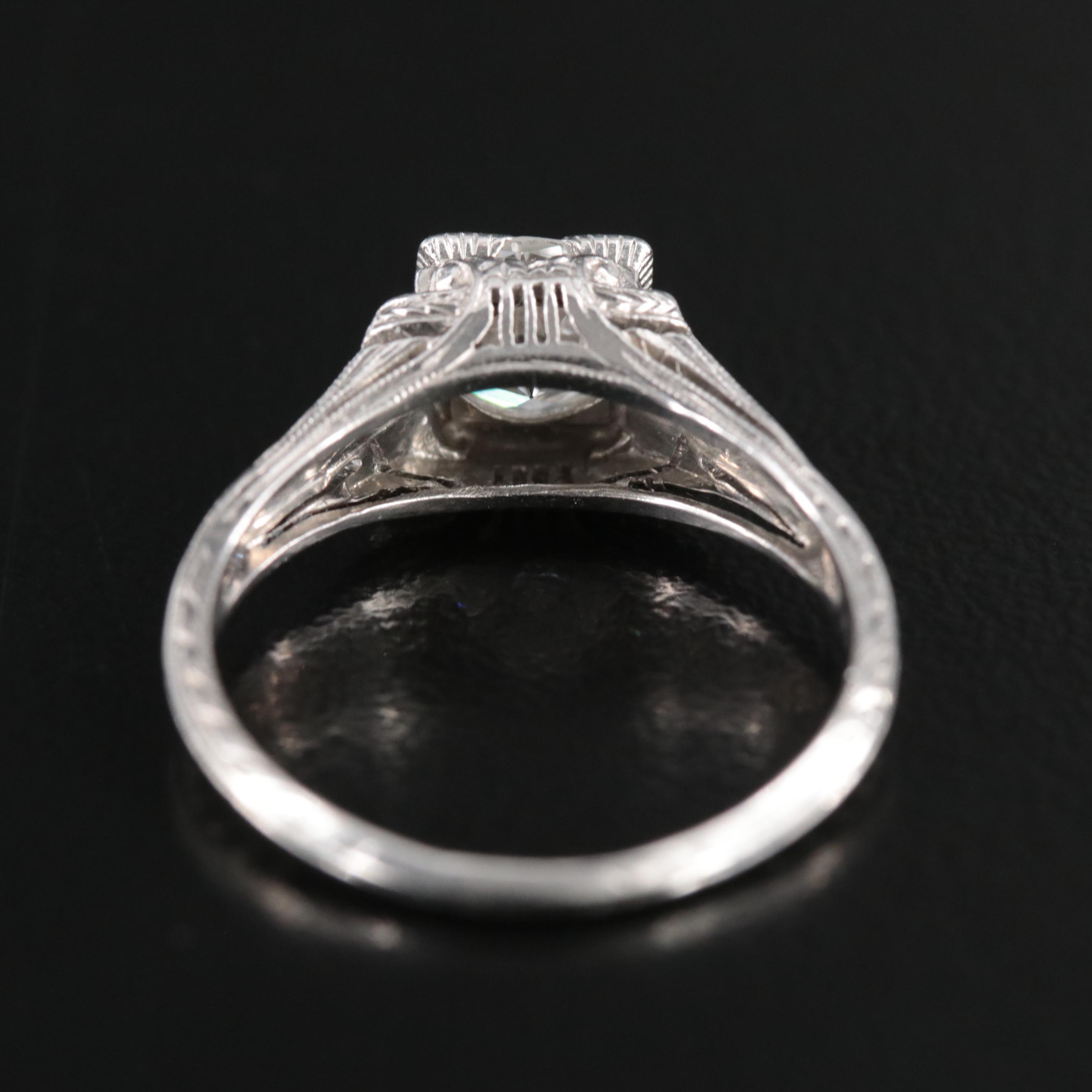 Vintage Platinum 0.88 CTW Diamond Ring
