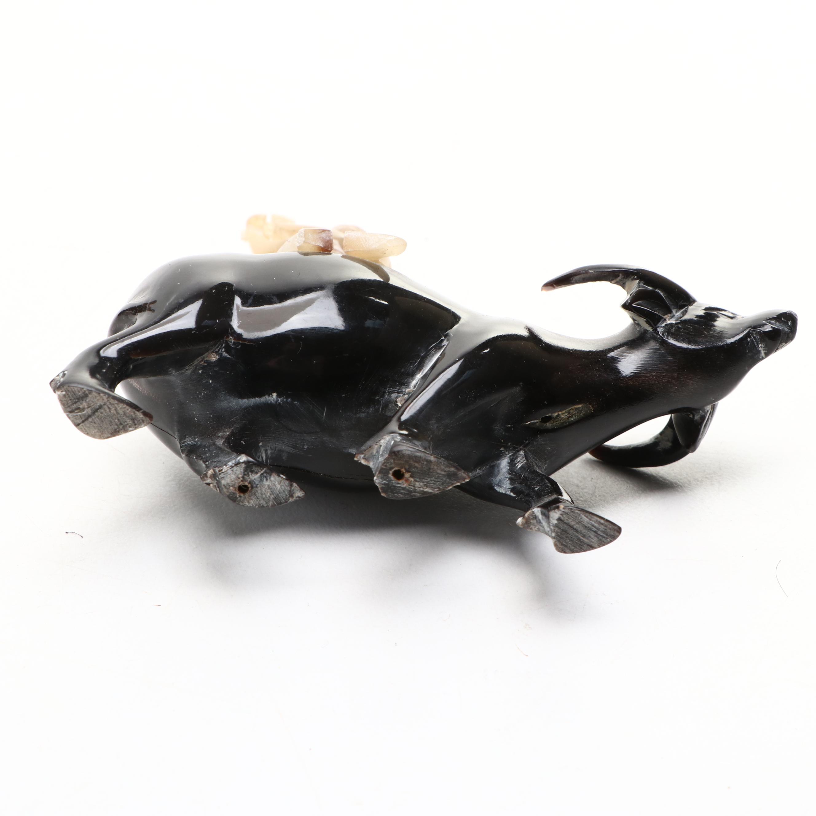 Banded Calcite Elephant, Obsidian Water Buffalo, Chinese Soapstone Dragon, More