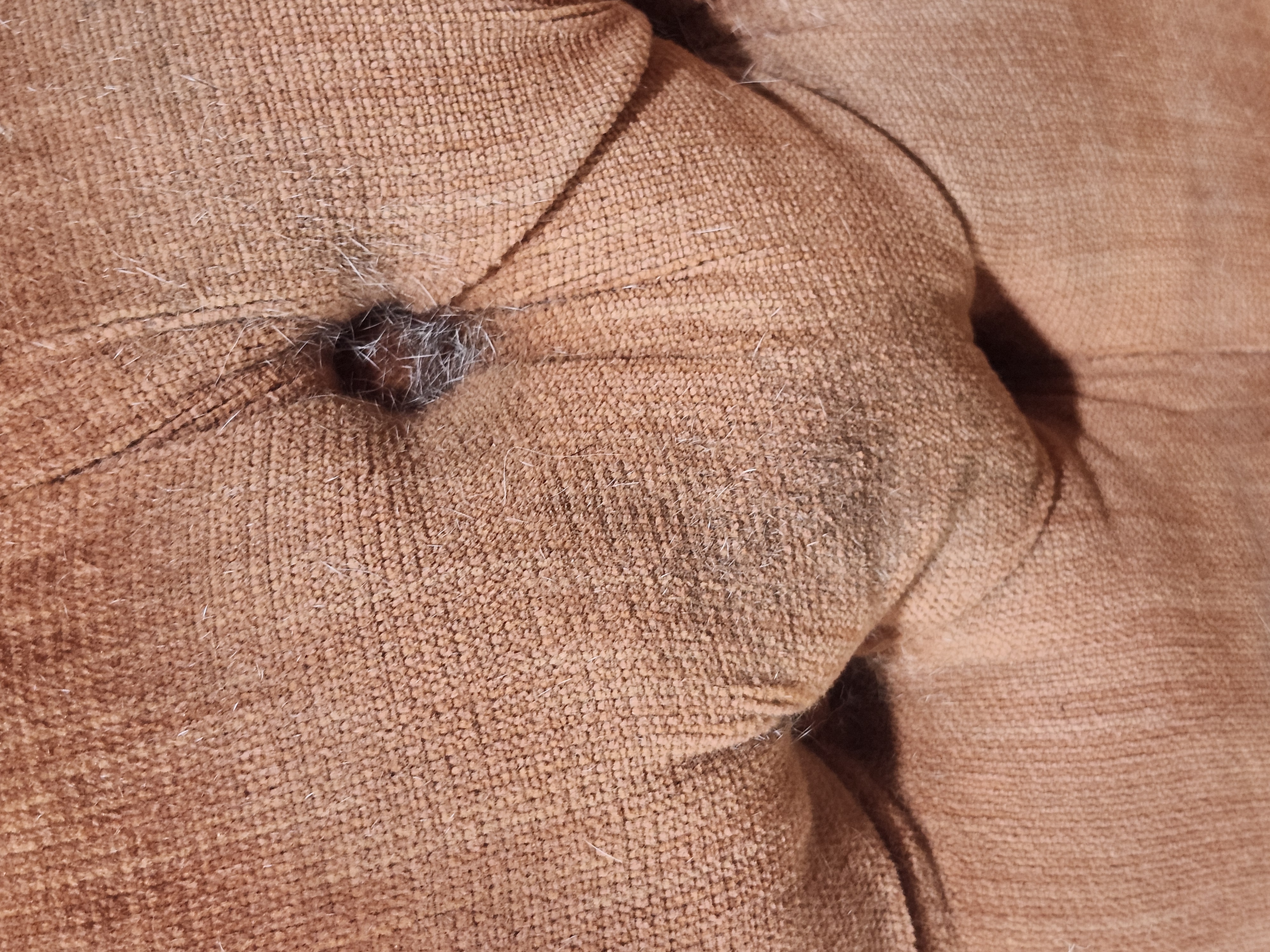 The Stratford Company Wood and Brassed-Trim Button-Tufted Sofa, 1980s