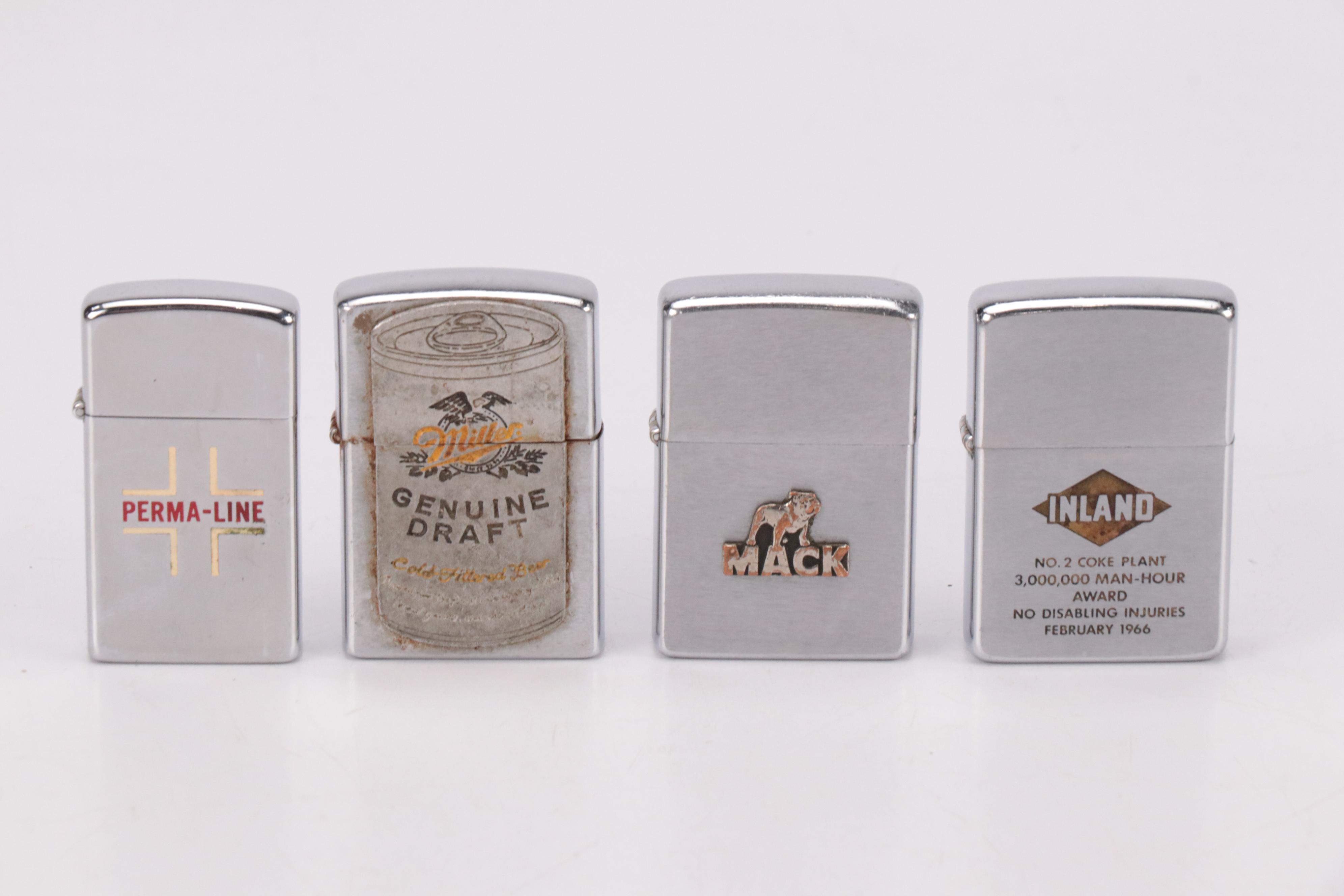 Vintage Lighter Assortment Featuring Windproof, Trench, and Novelty Styles