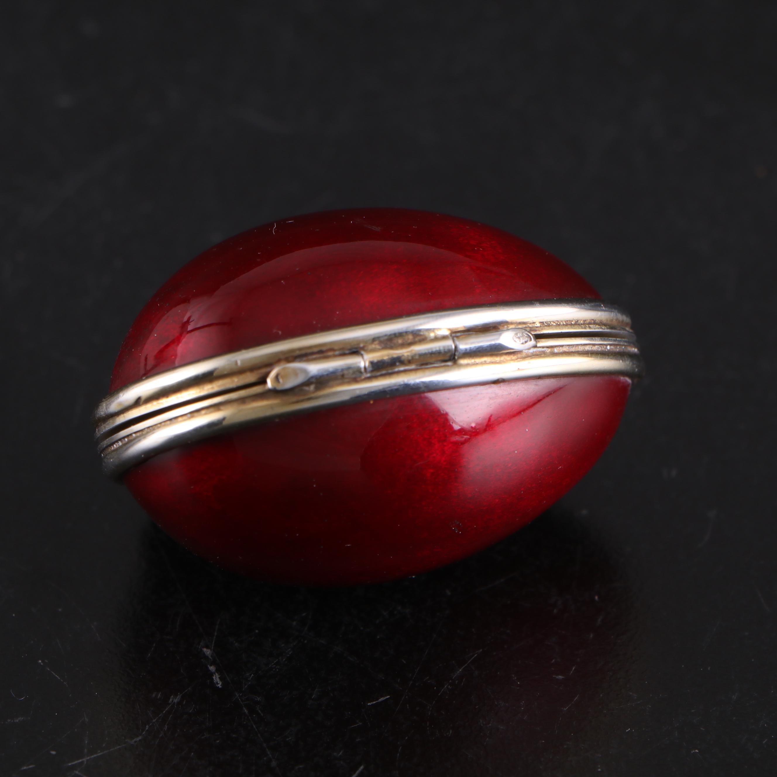 Italian Enameled 800 Silver Hinged Egg Box, 1957–1971