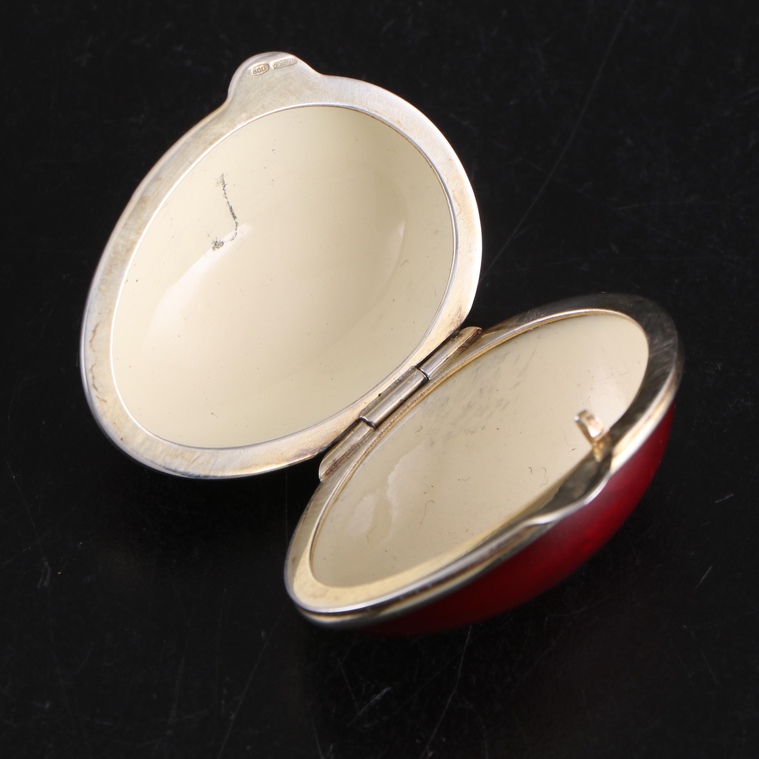 Italian Enameled 800 Silver Hinged Egg Box, 1957–1971