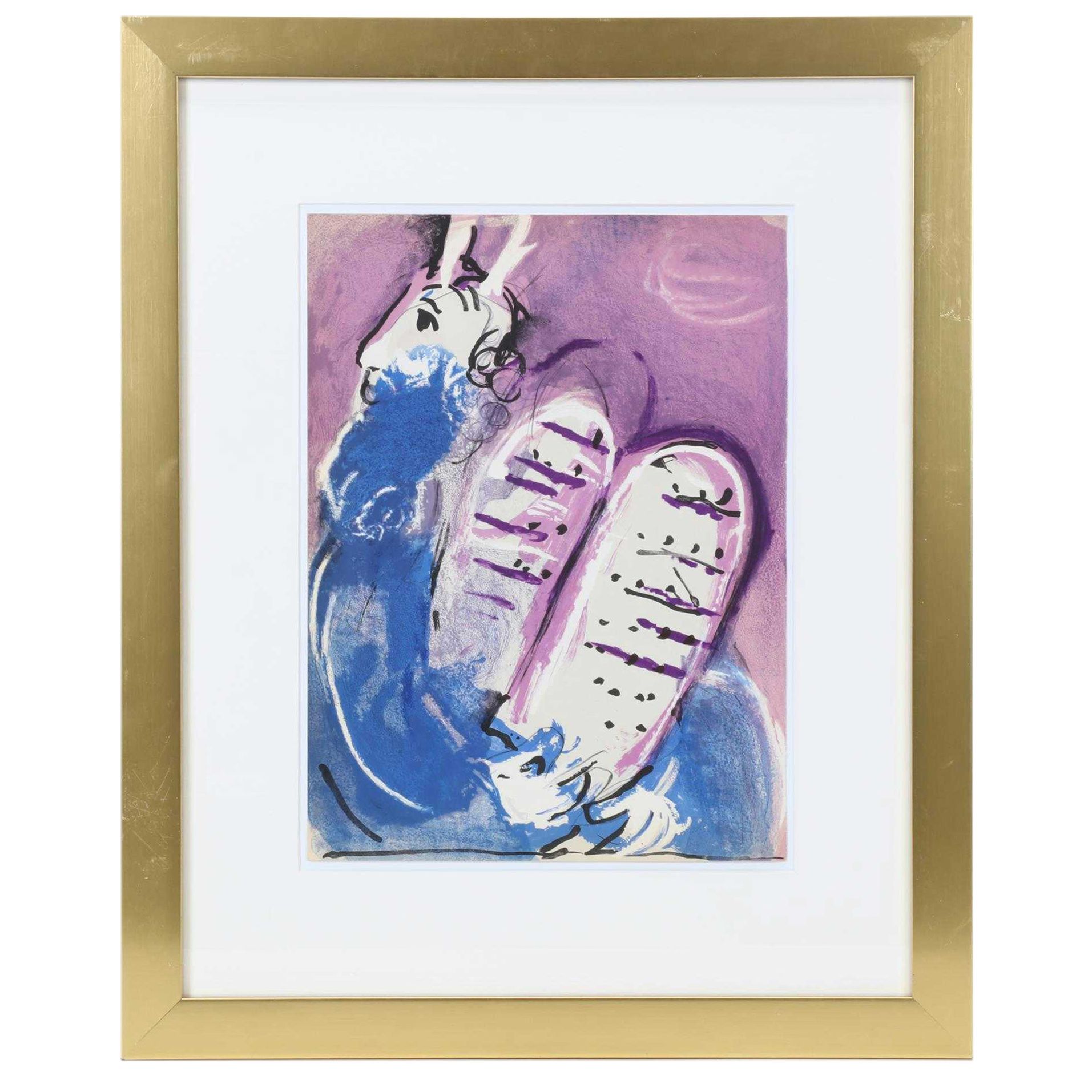 Marc Chagall Color Lithograph "Moses" From "Verve," 1956