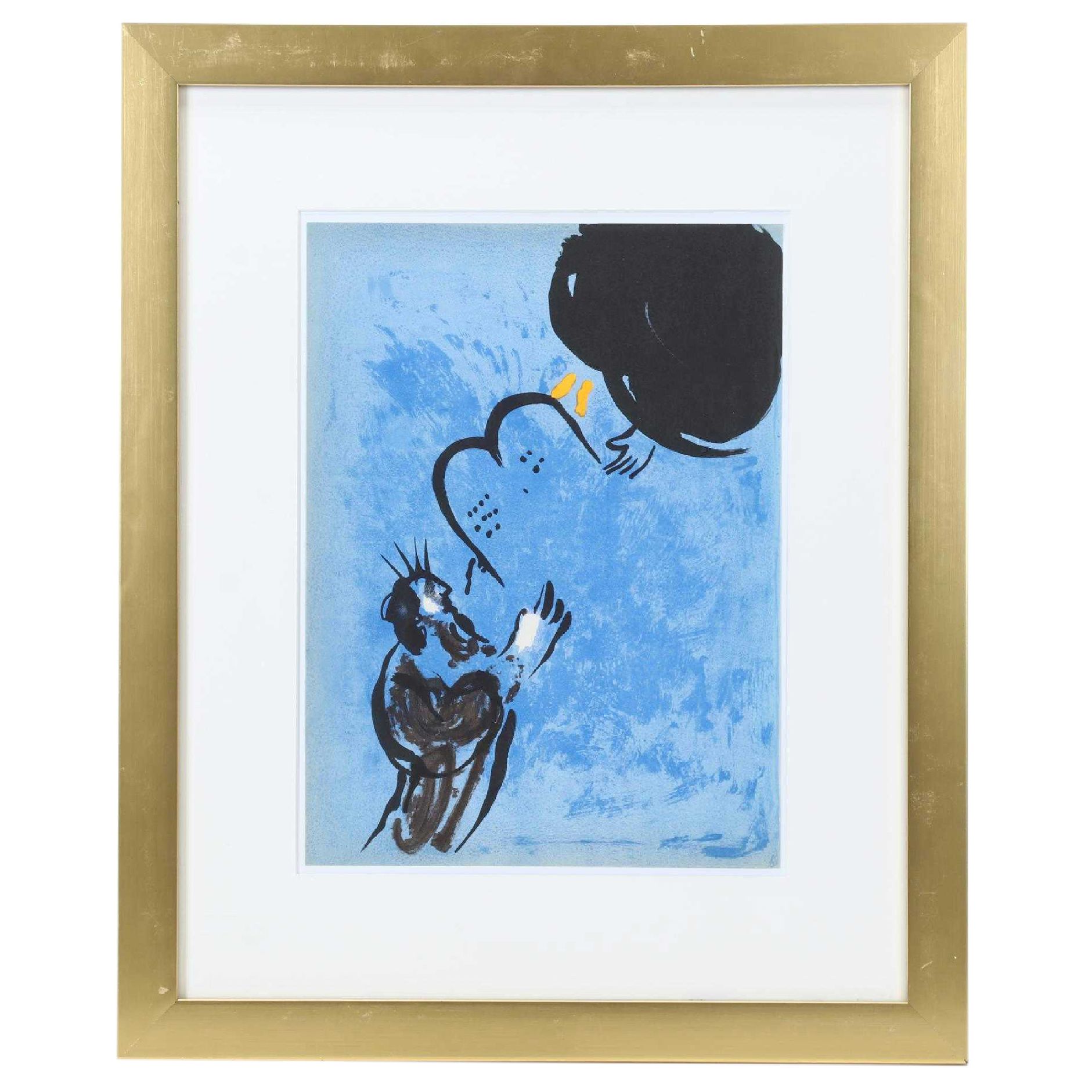 Marc Chagall Color Lithograph "Moses Receiving The Tablets of the Law"