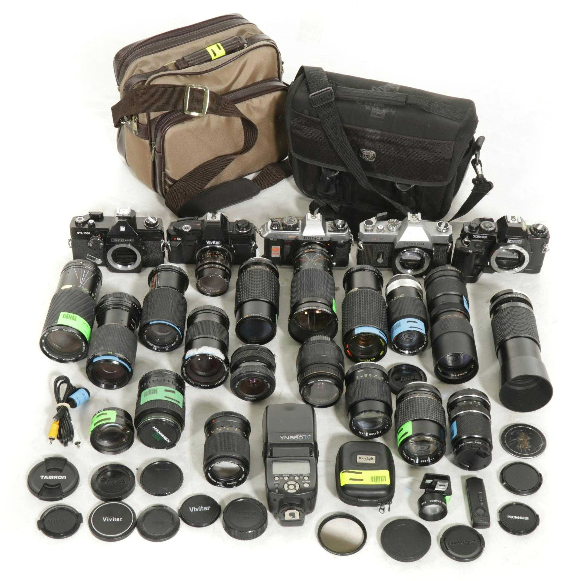 35mm SLR Camera Bodies with Assorted Lenses, Late 20th Century