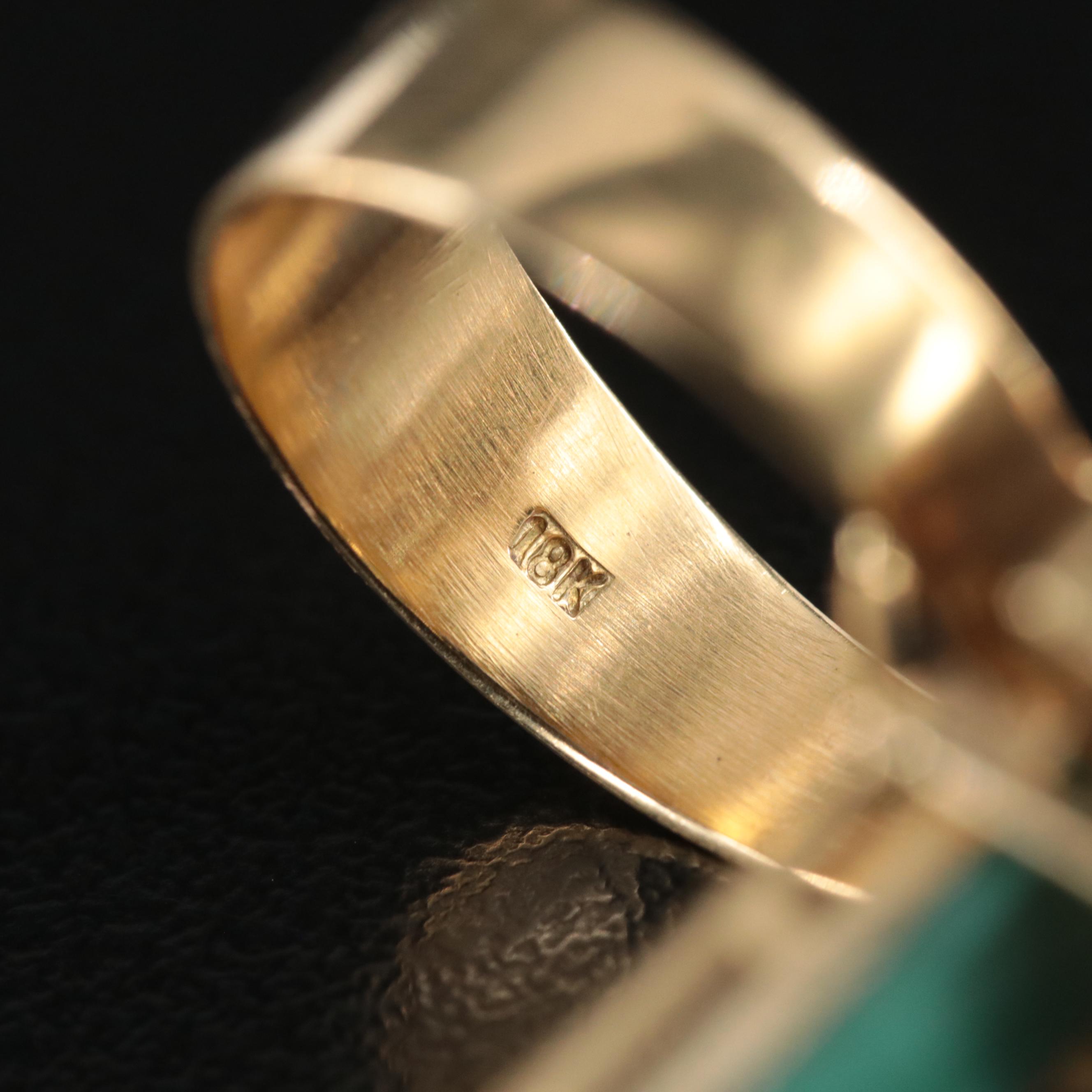 1970s 18K Stacked Panel Ring with Malachite and Rubies