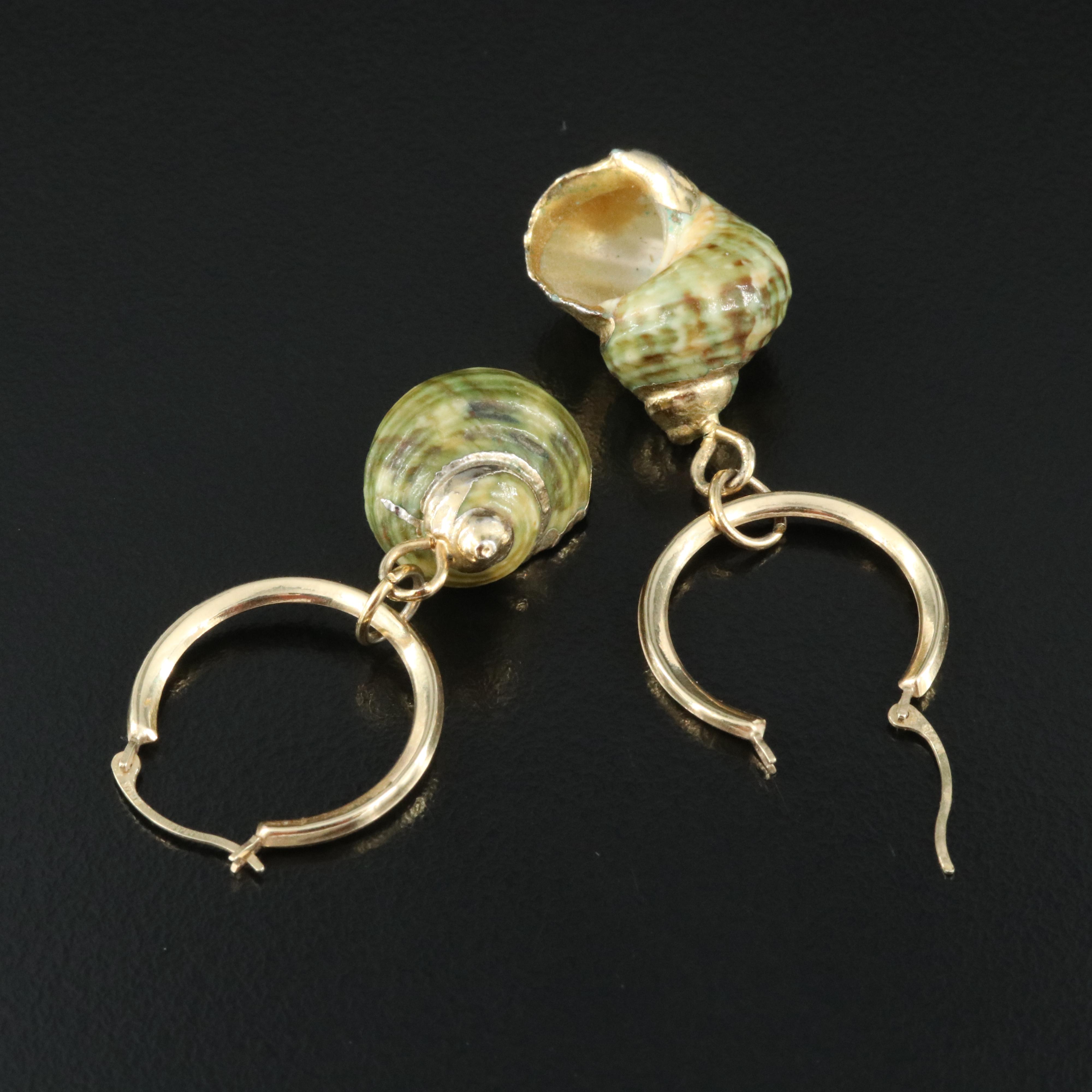 14K Hoops with Shell Enhancers