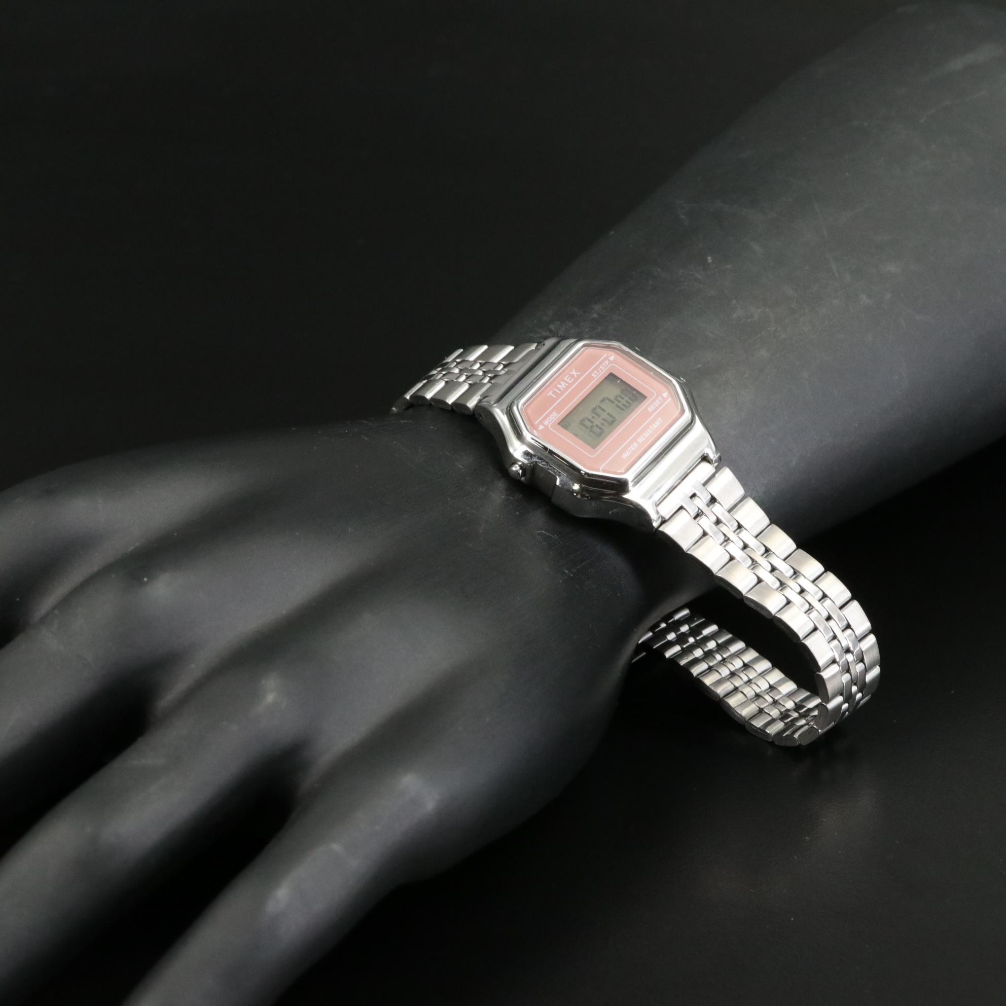 Timex Digital Mini 27 mm Quartz Watch with Stainless Steel Bracelet