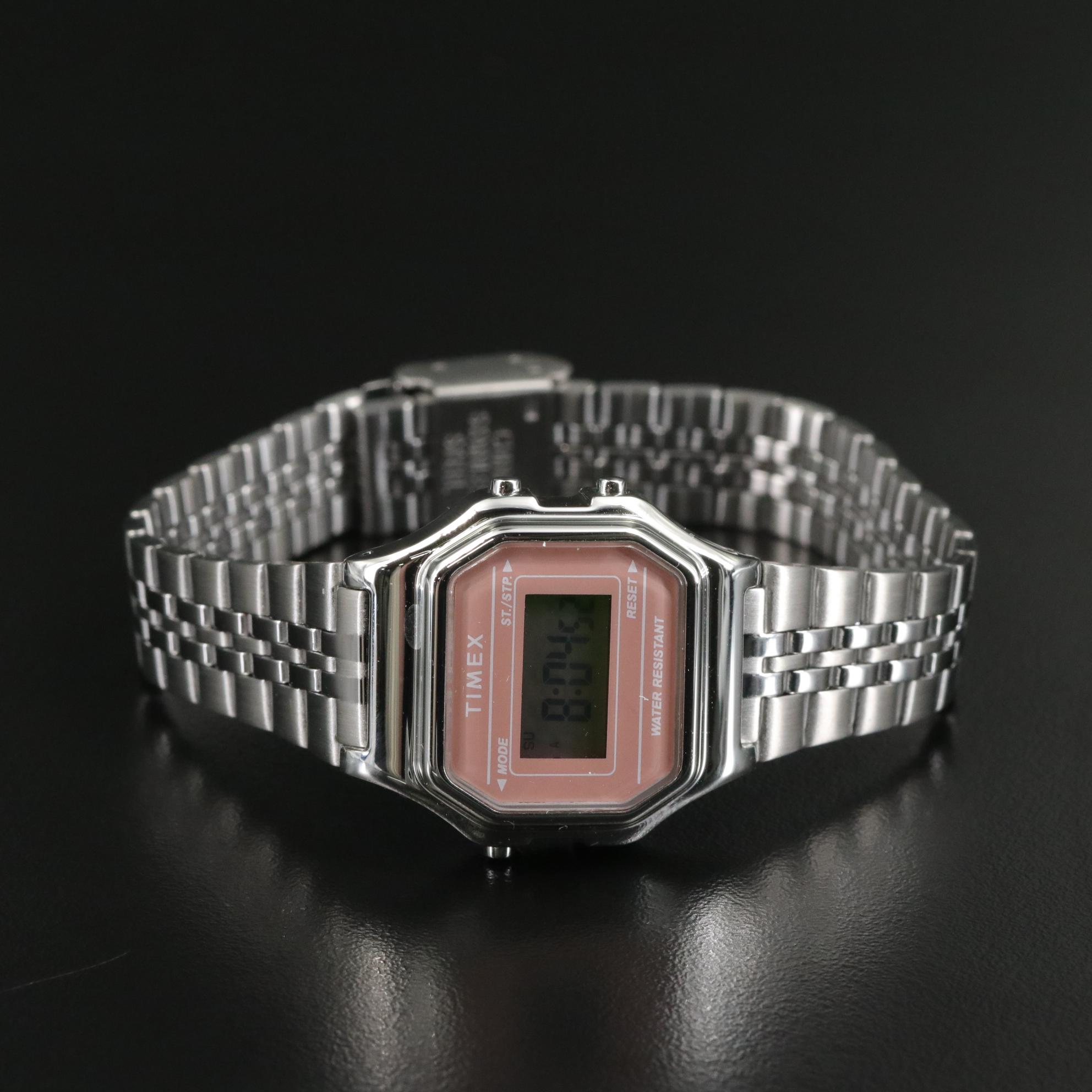 Timex Digital Mini 27 mm Quartz Watch with Stainless Steel Bracelet