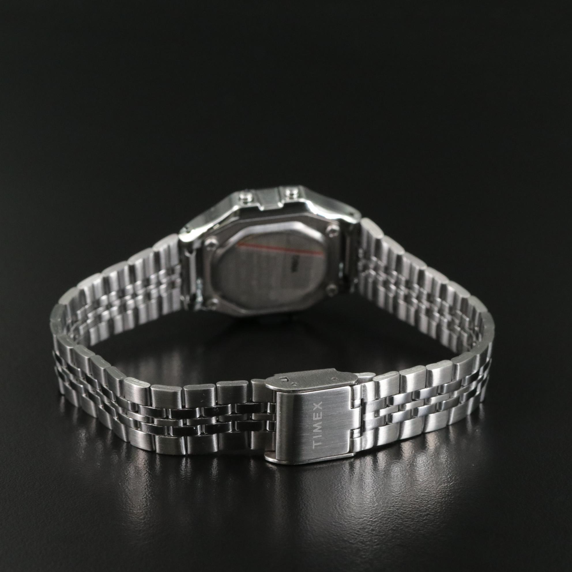 Timex Digital Mini 27 mm Quartz Watch with Stainless Steel Bracelet