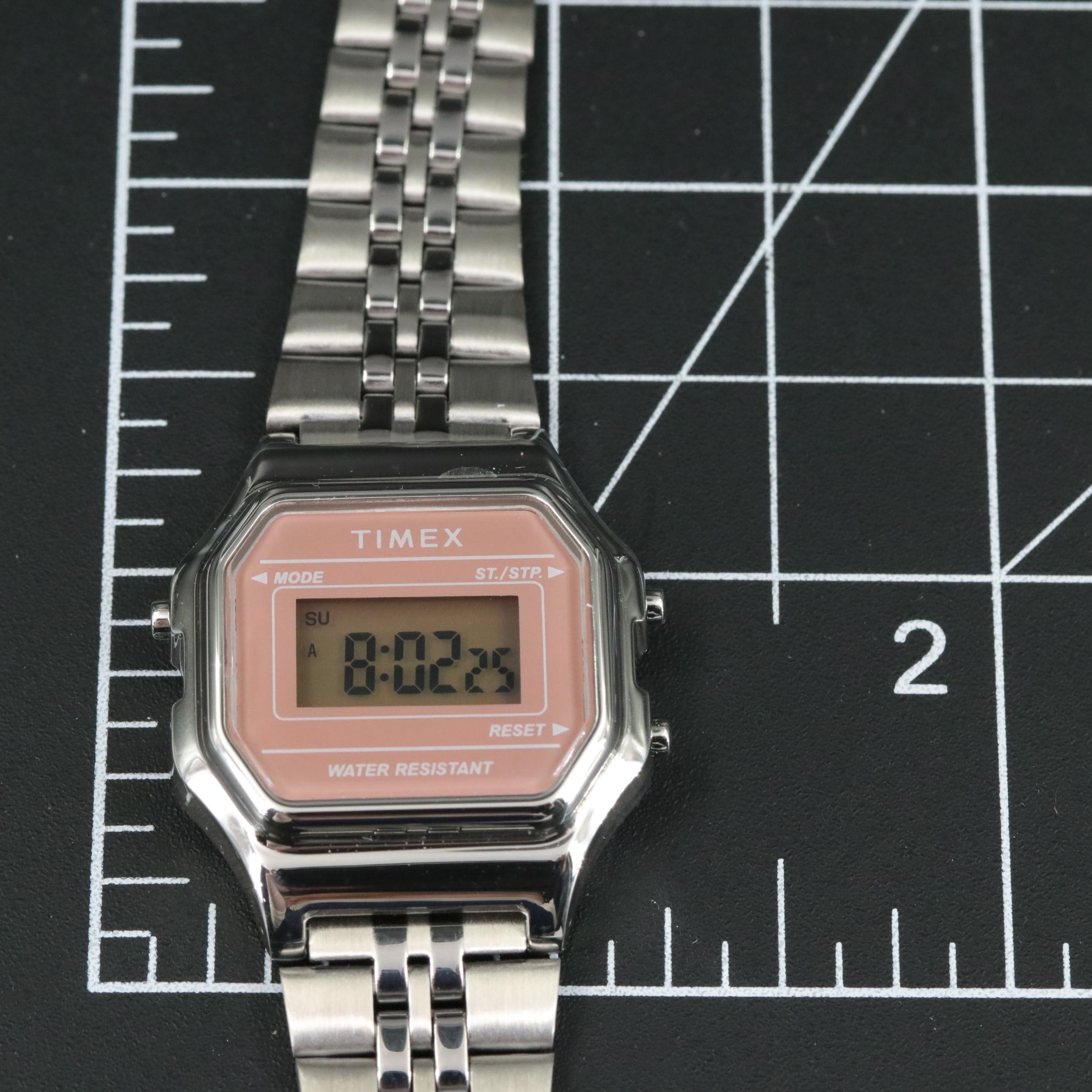 Timex Digital Mini 27 mm Quartz Watch with Stainless Steel Bracelet