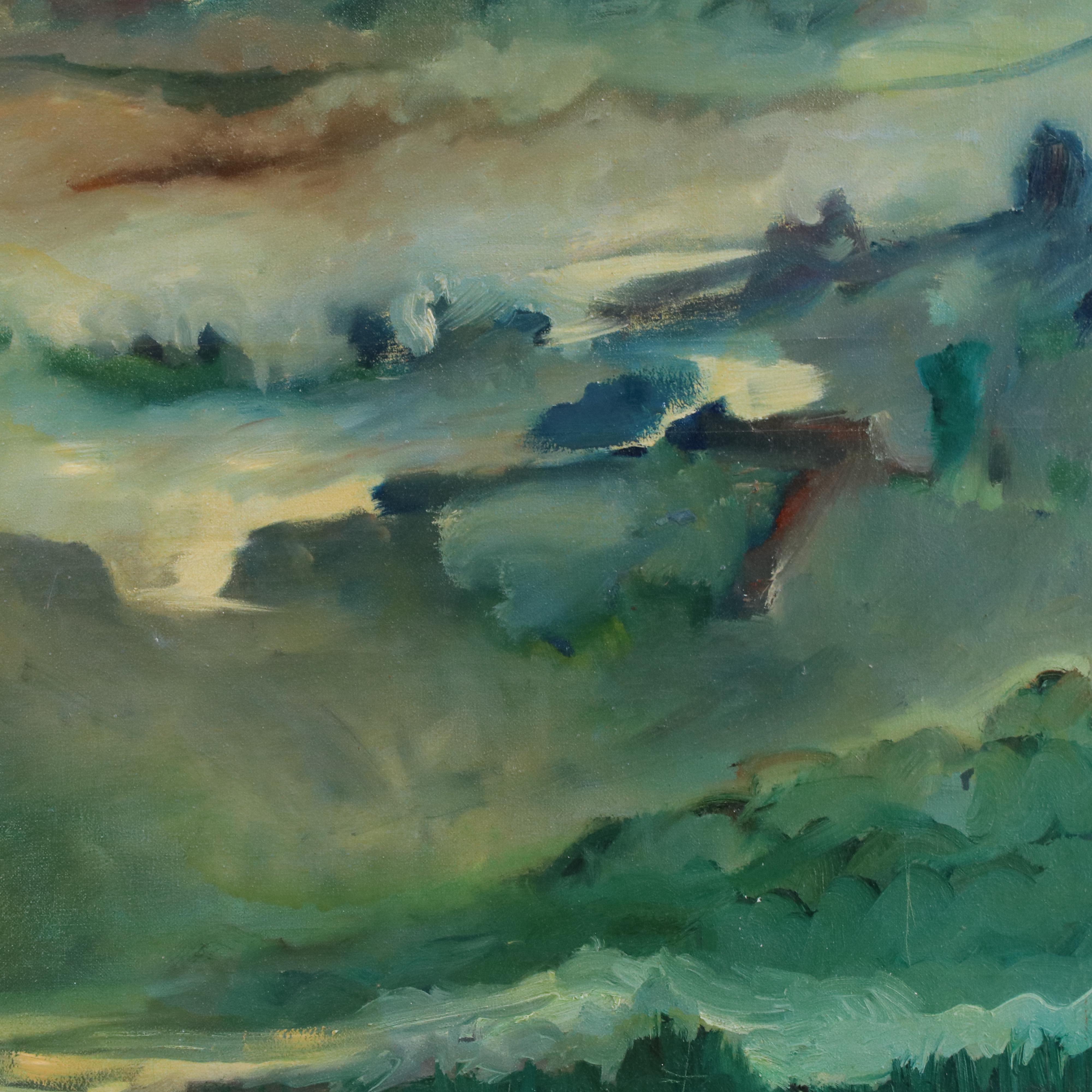 Large-Scale Landscape Oil Painting, Late 20th Century
