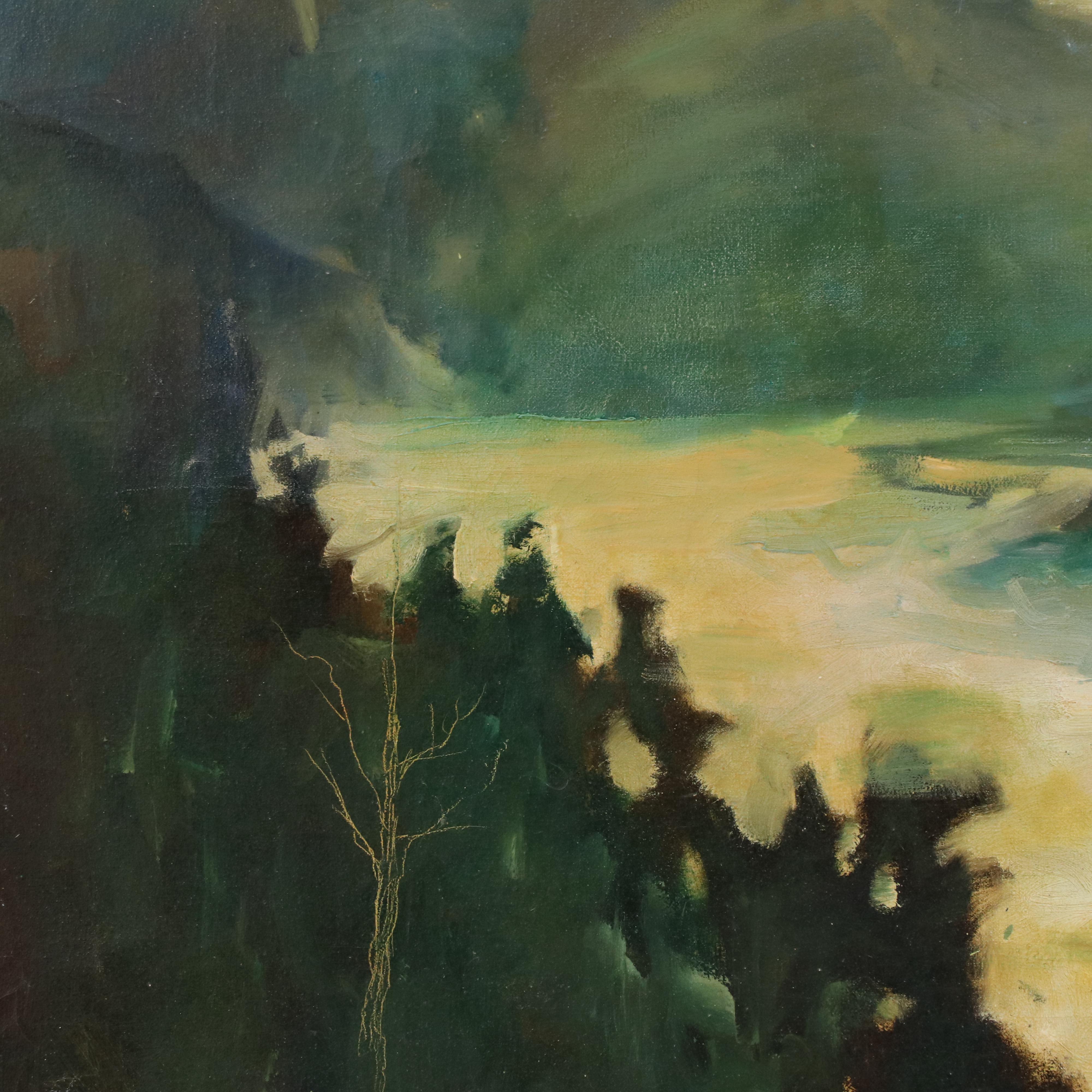 Large-Scale Landscape Oil Painting, Late 20th Century