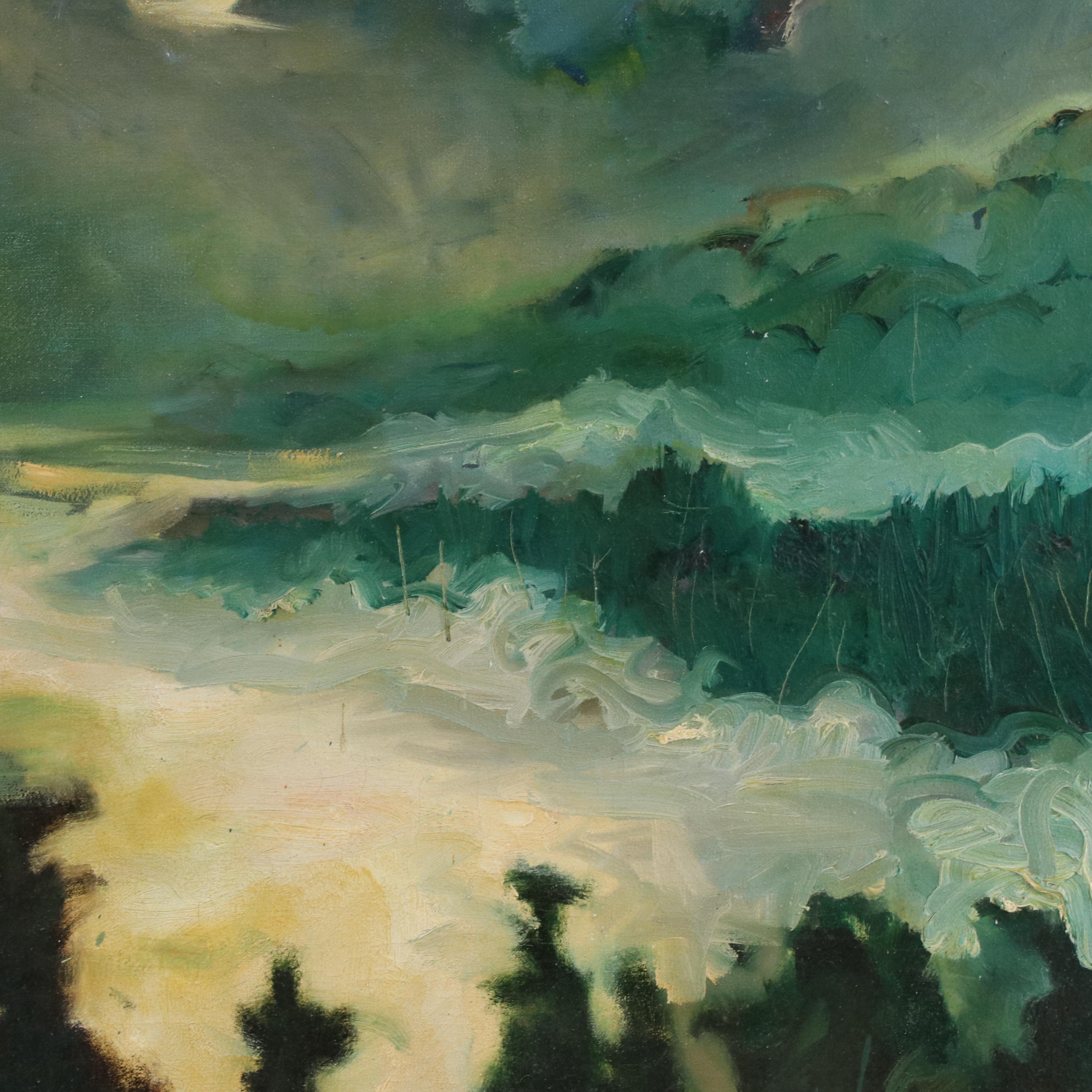 Large-Scale Landscape Oil Painting, Late 20th Century