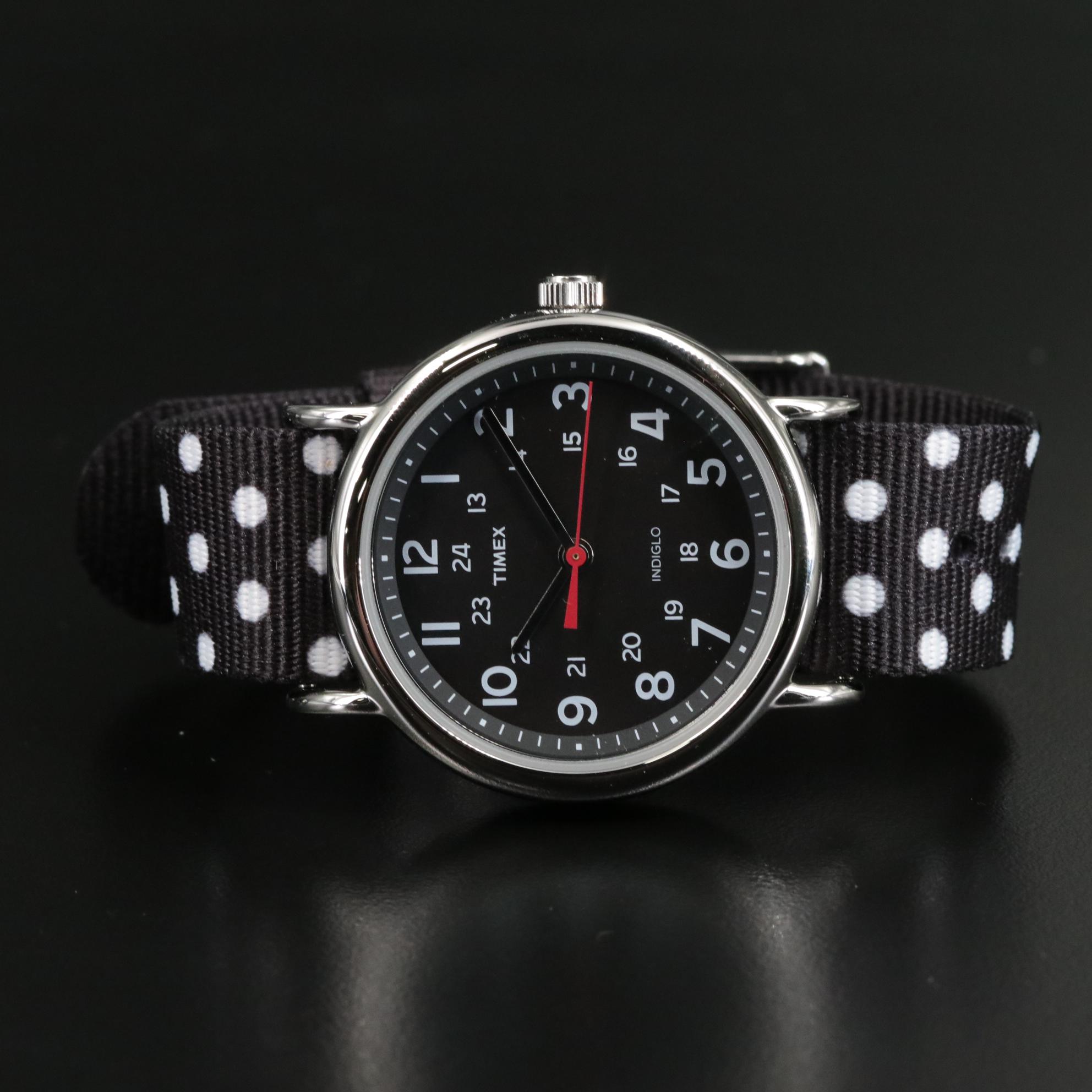 Timex Weekender 38 mm Black Dial Quartz Watch with Reversible Strap