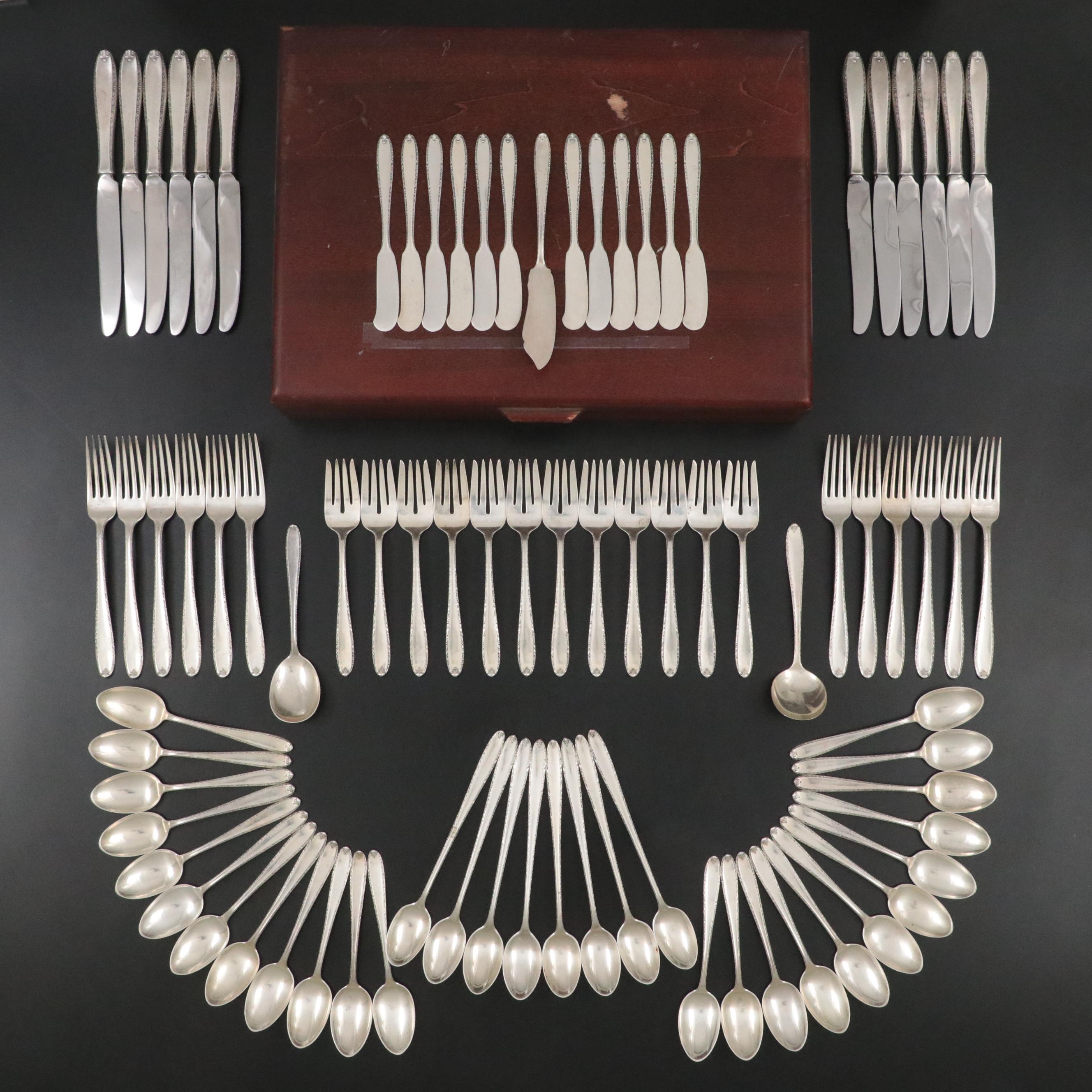 Alvin "Southern Charm" Sterling Silver Flatware with Naken Wood Storage Box