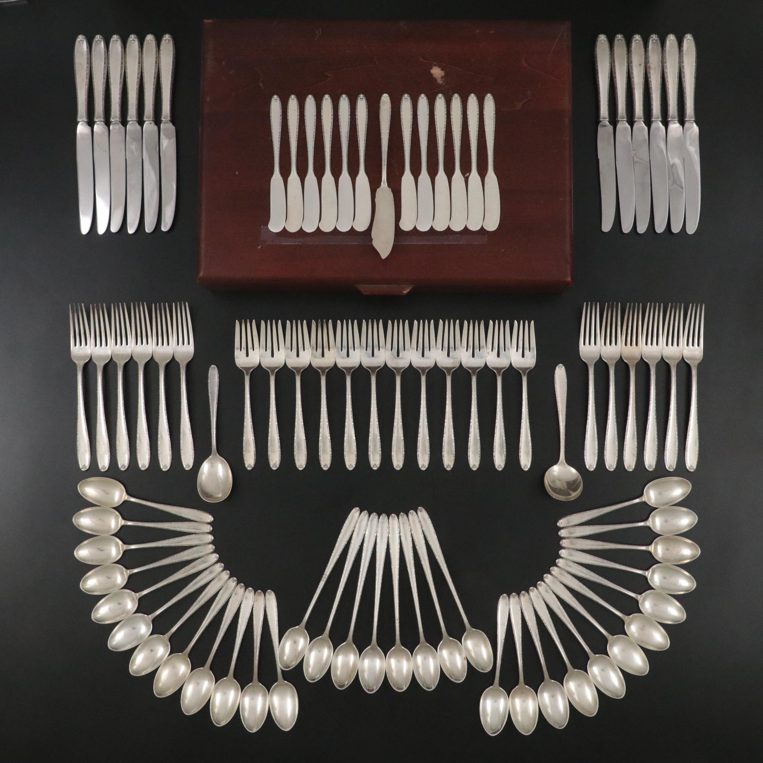 Alvin "Southern Charm" Sterling Silver Flatware with Naken Wood Storage Box