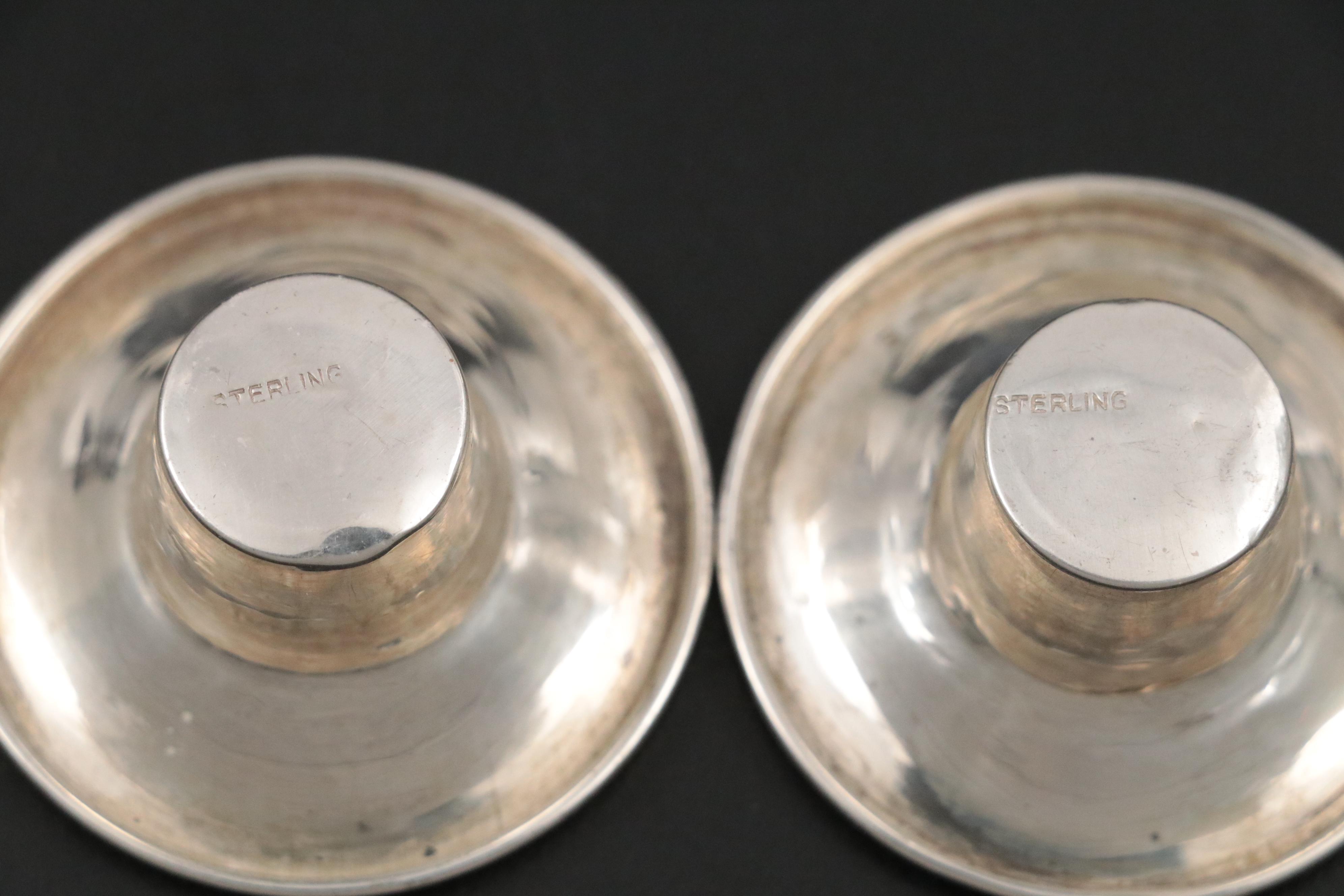 Sterling Silver Candlesticks with Sterling Silver Creamer and Open Sugar Bowl