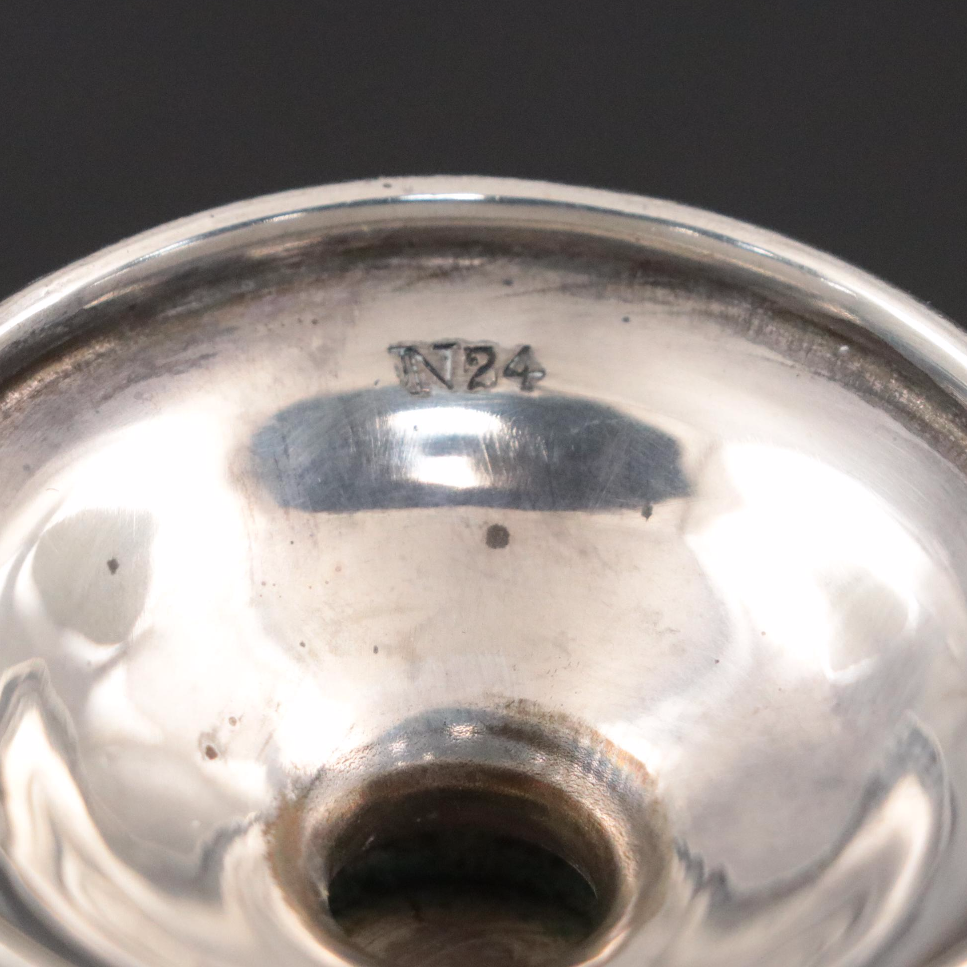 Sterling Silver Candlesticks with Sterling Silver Creamer and Open Sugar Bowl