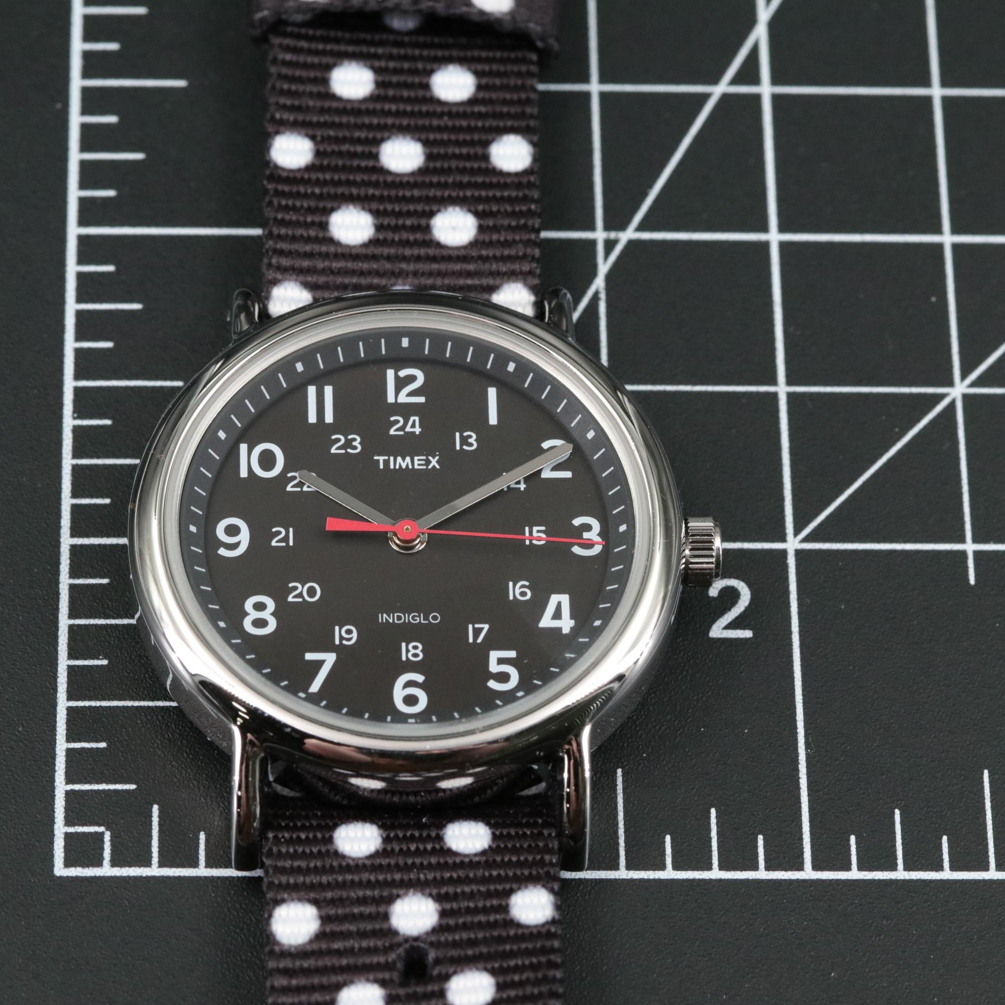 Timex Weekender 38 mm Black Dial Quartz Watch with Reversible Strap