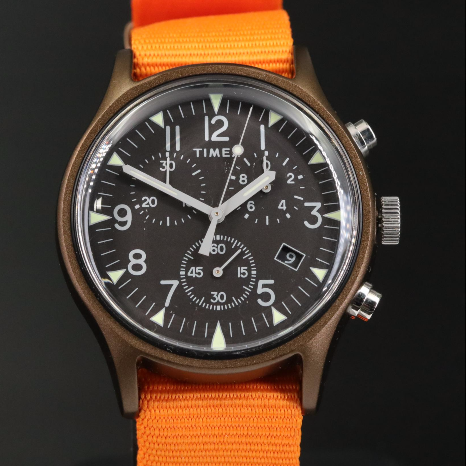 Timex MK1 Aluminum Quartz Chronograph with Orange Nylon Strap