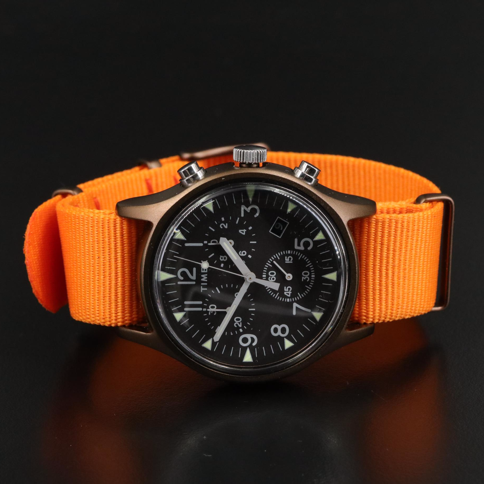 Timex MK1 Aluminum Quartz Chronograph with Orange Nylon Strap