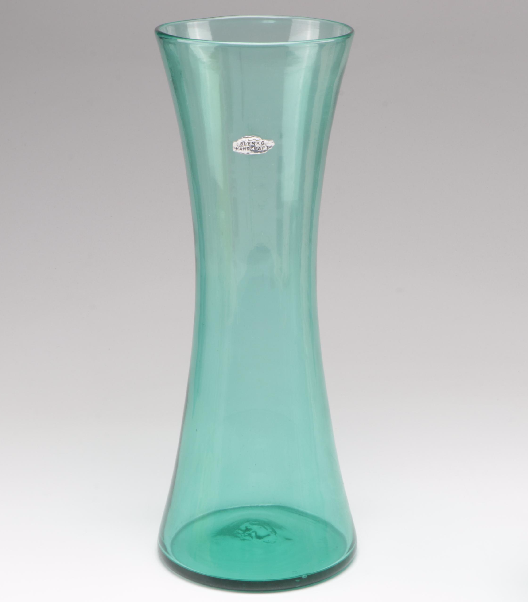 Blenko Crackle Glass and Other Art Glass Vases, Mid to Late 20th Century