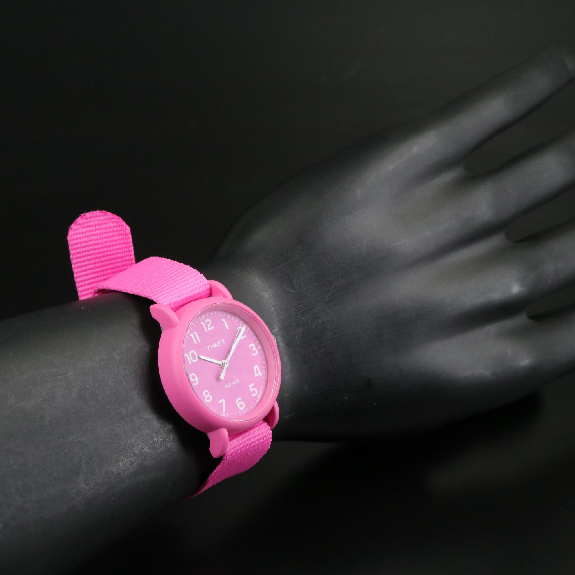 Timex Weekender Color Rush Quartz Watch in Pink with Multicolored Fabric Strap