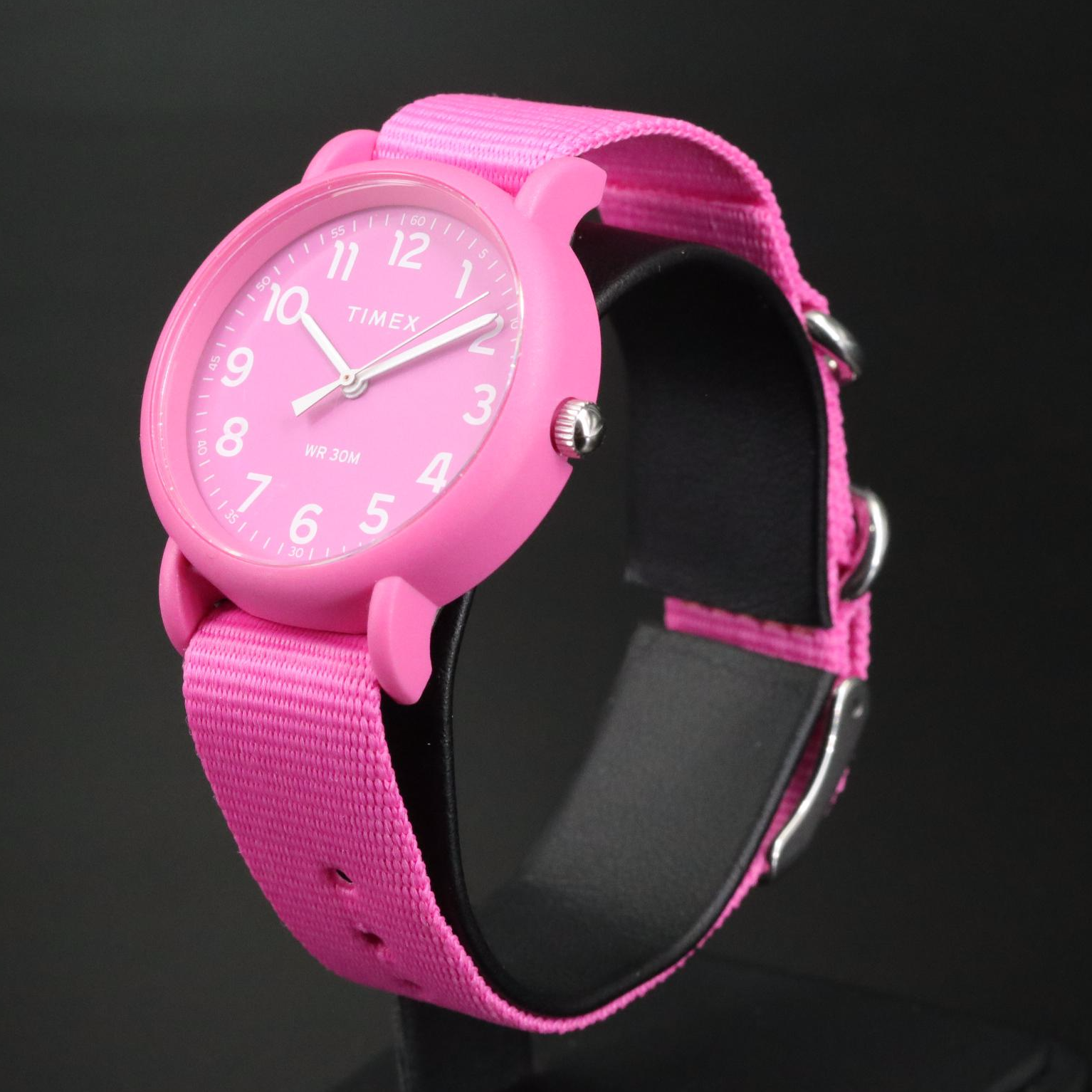 Timex Weekender Color Rush Quartz Watch in Pink with Multicolored Fabric Strap