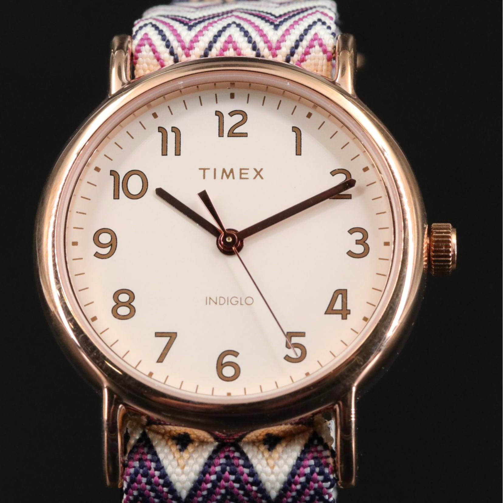 Timex Weekender Chevron 38 mm Quartz Watch with Multicolor Chevron Strap