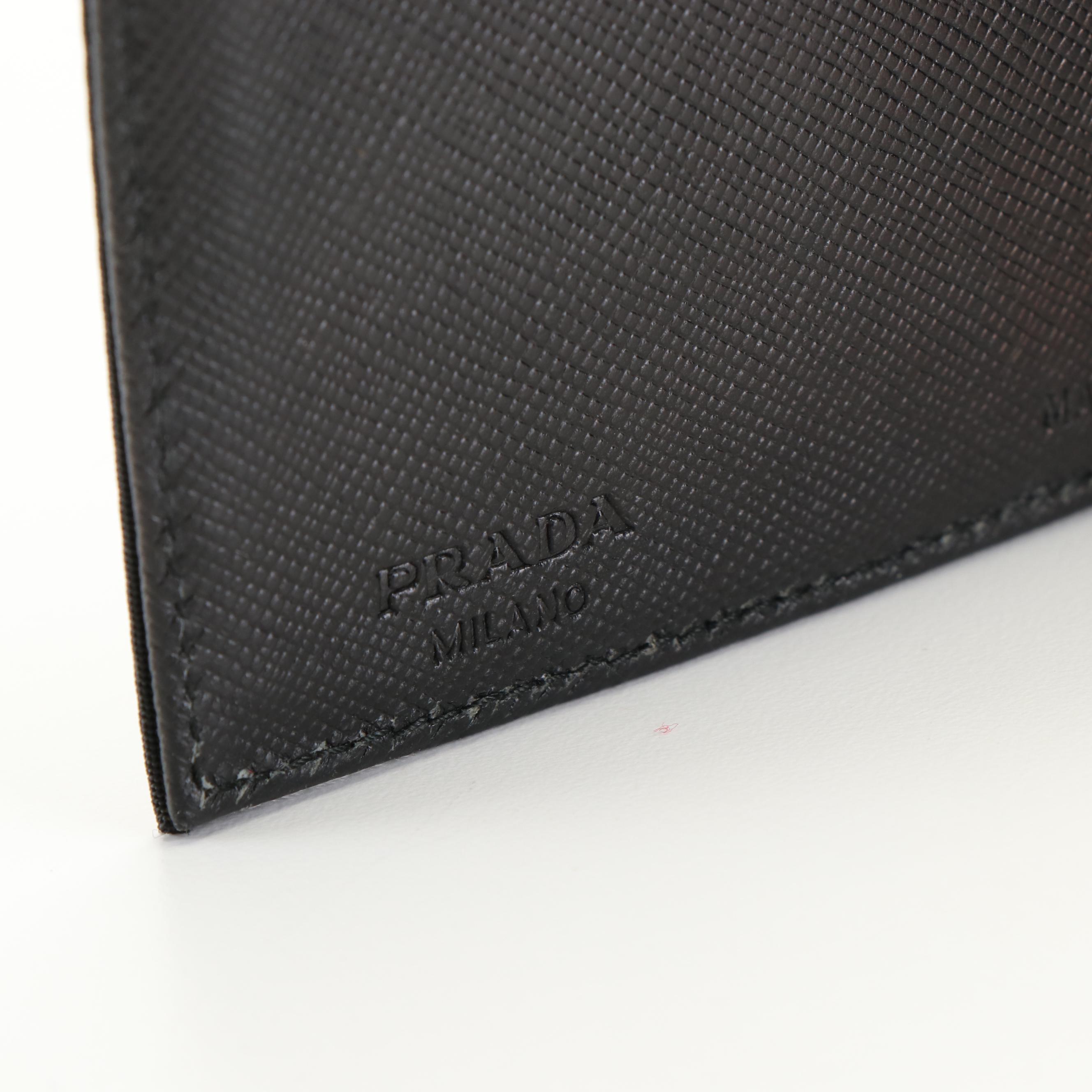 Prada Black Nylon and Leather Trifold Wallet