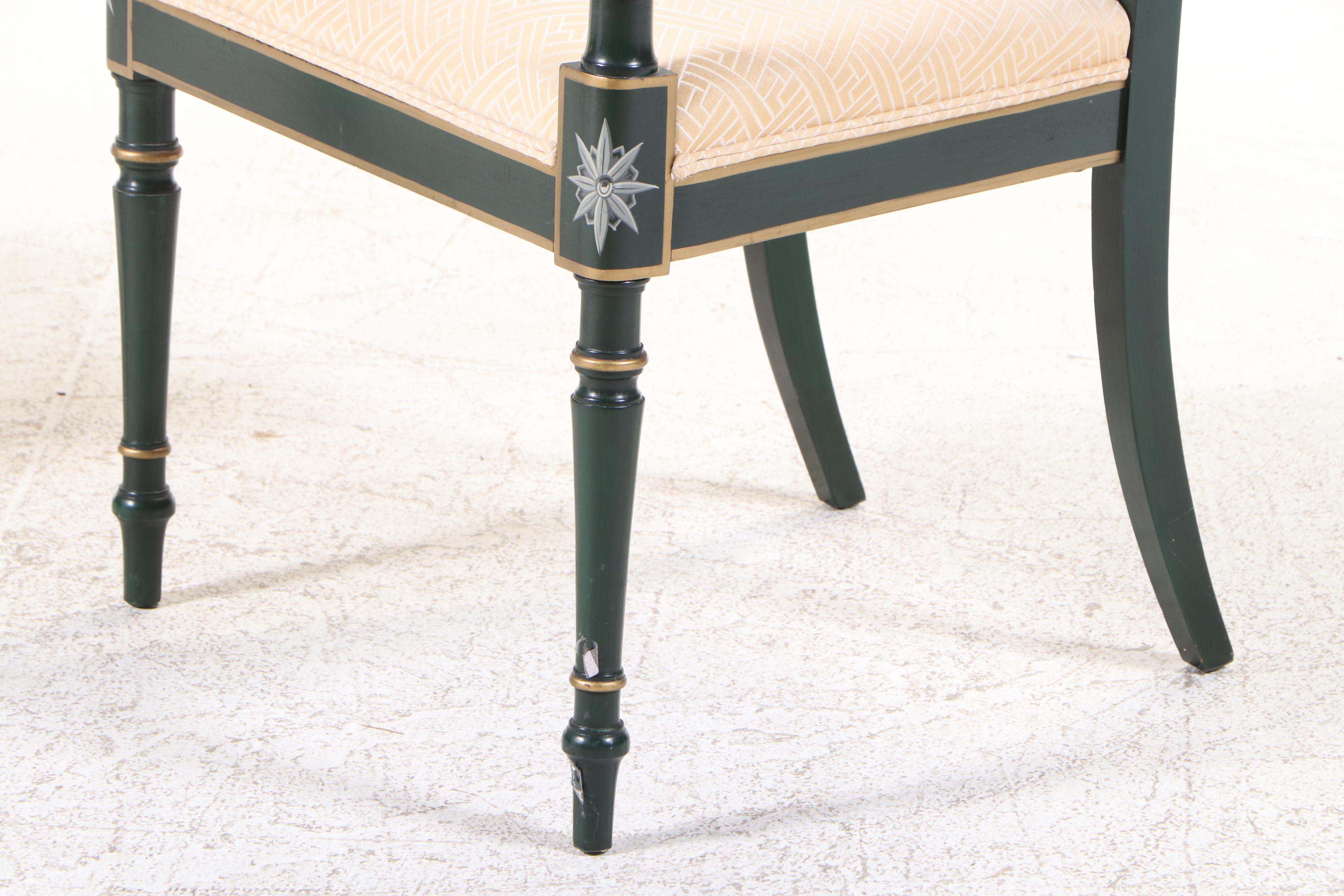 Two Kindel Furniture Regency Style Paint-Decorated Wooden Armchairs