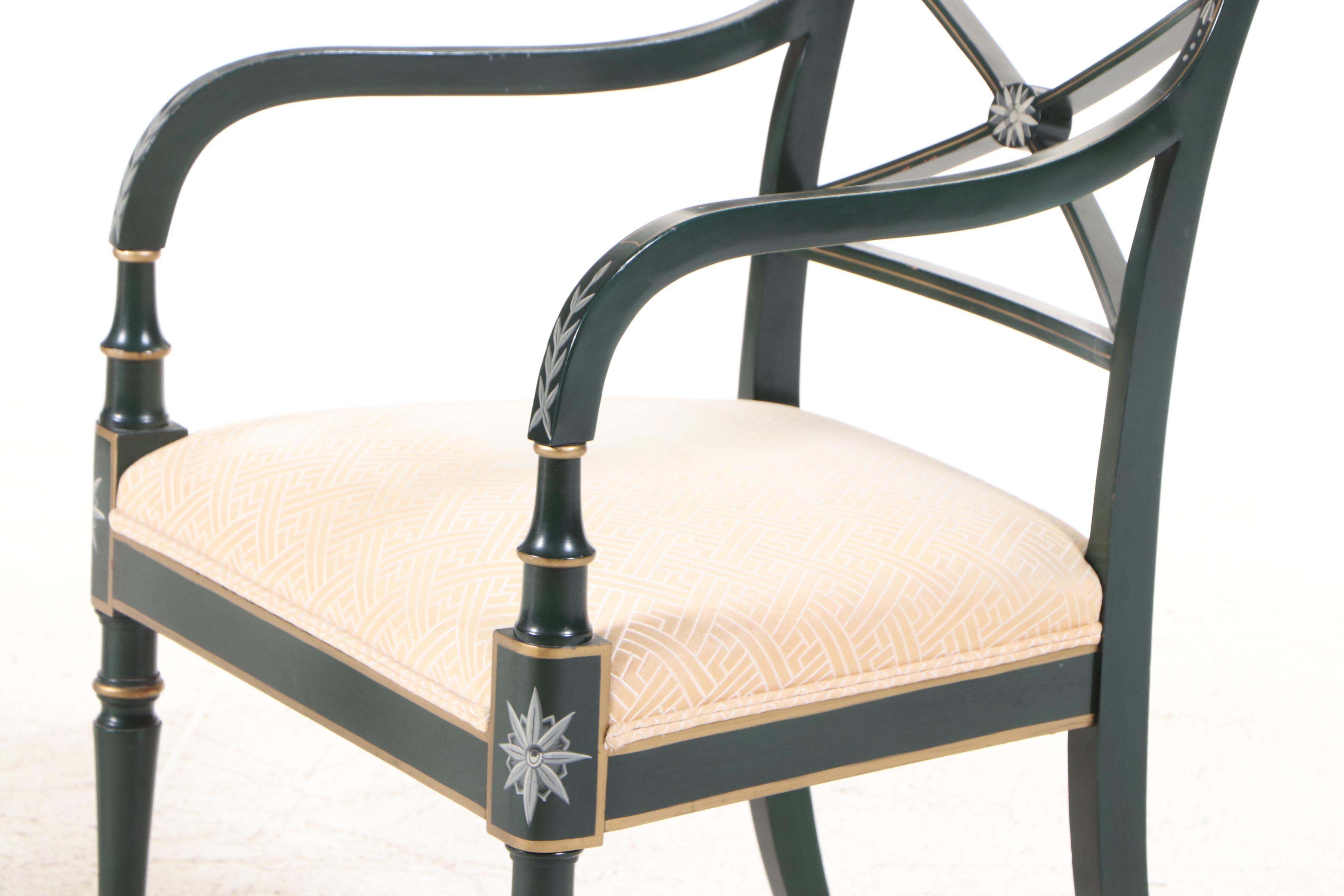 Two Kindel Furniture Regency Style Paint-Decorated Wooden Armchairs