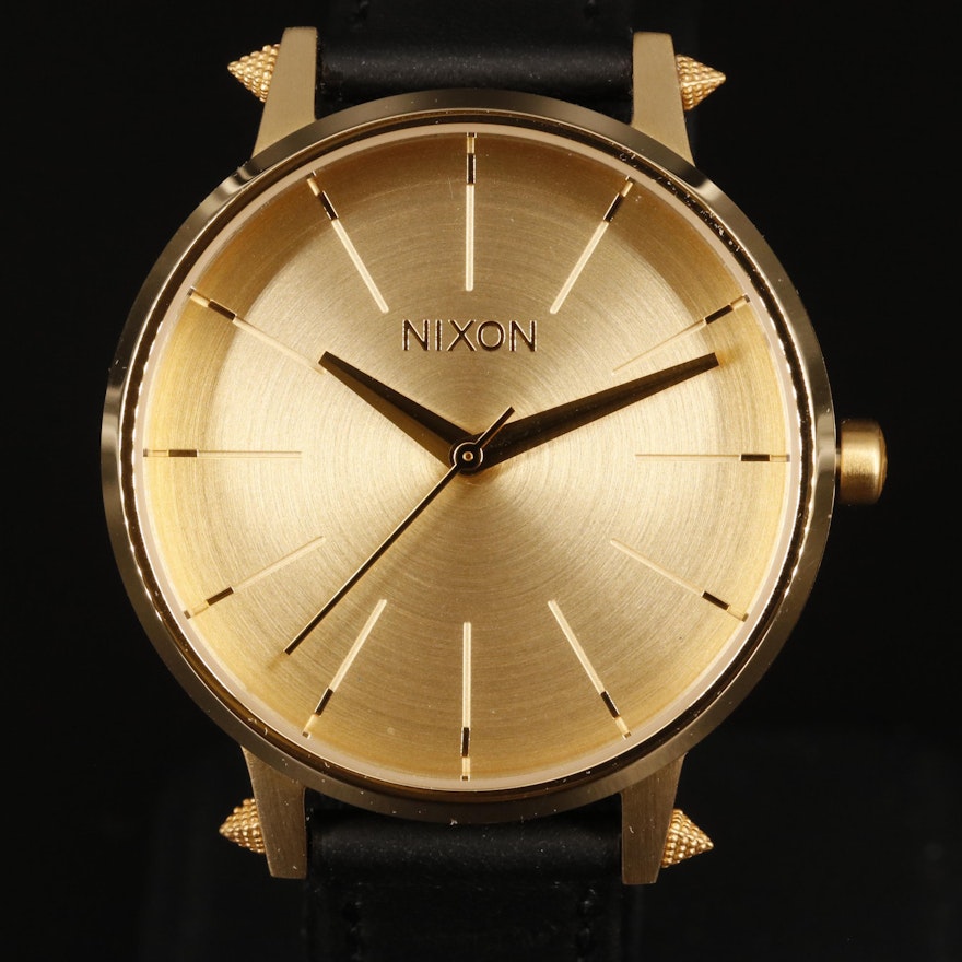 Nixon Kensington Artifact Quartz Watch with Black Leather Strap