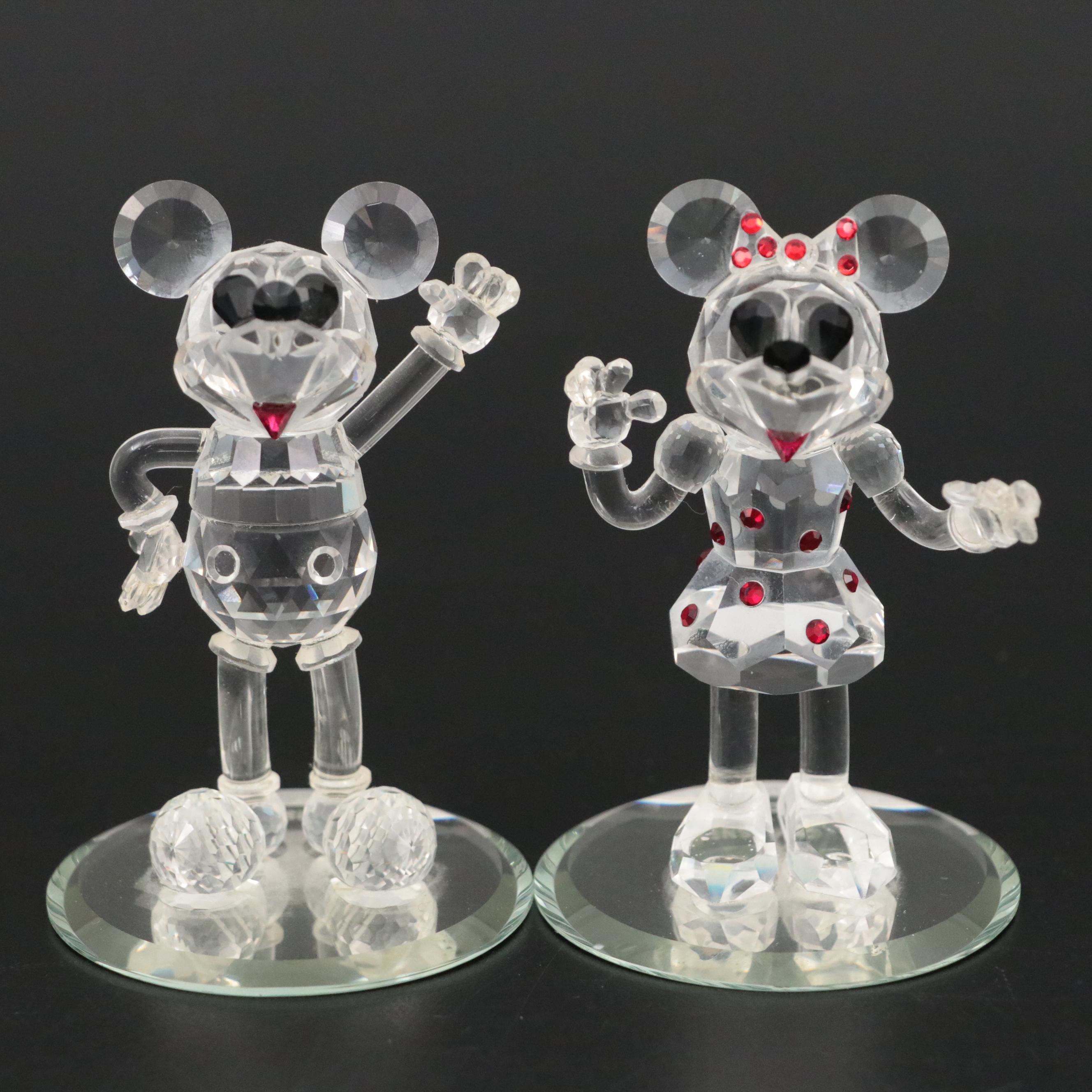 Disney Crystal Mickey and Minnie Mouse Figurines