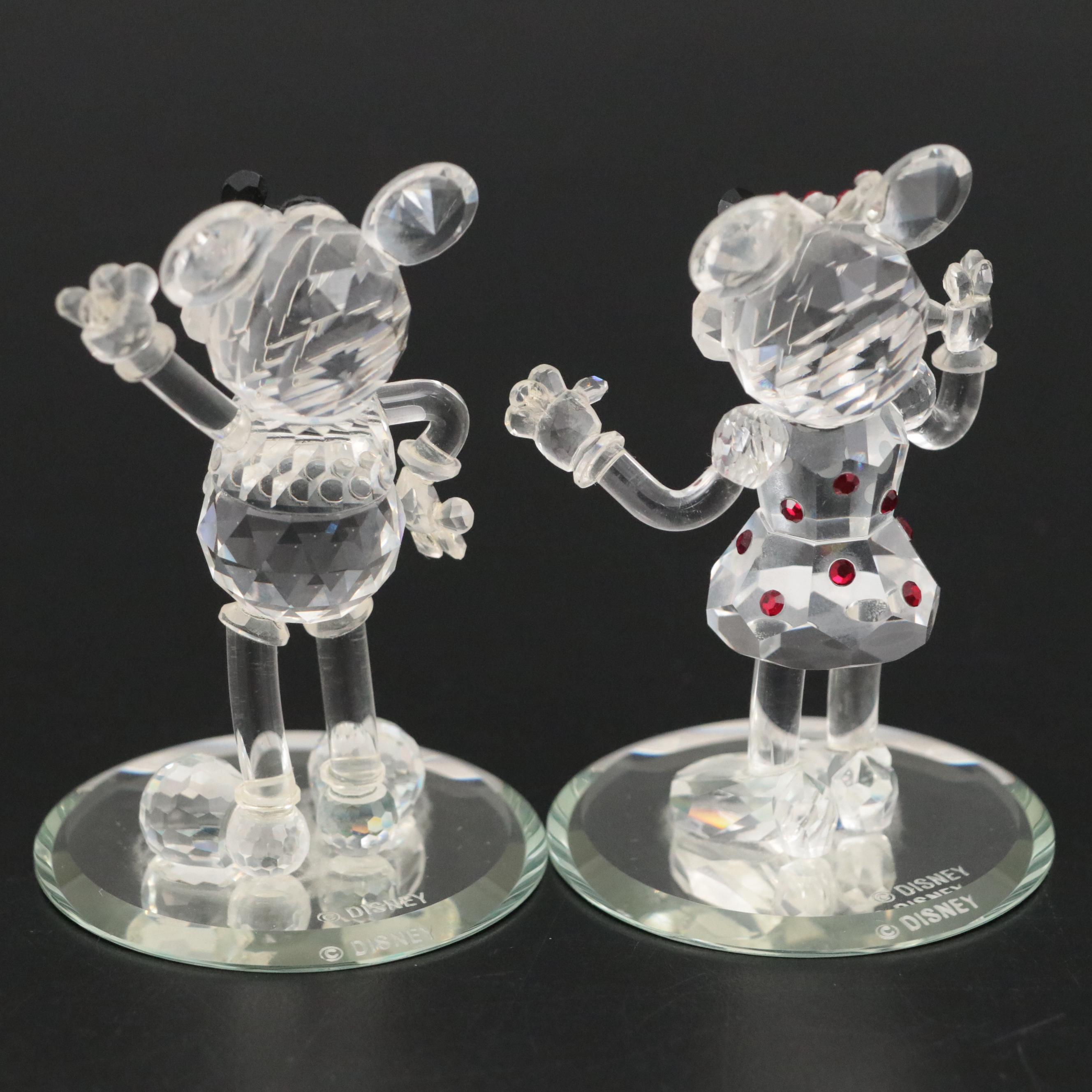 Disney Crystal Mickey and Minnie Mouse Figurines