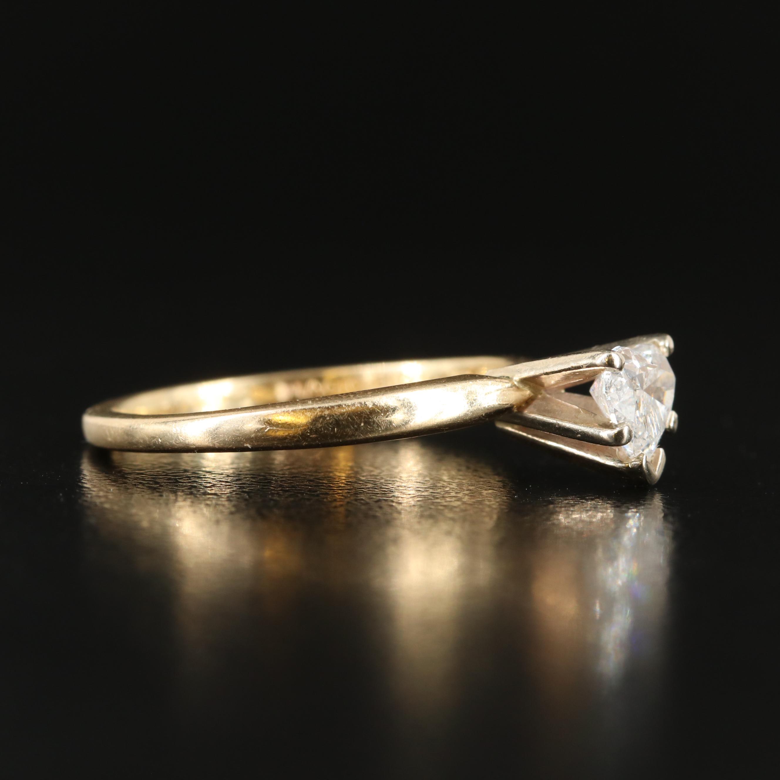 14K 0.59 CT Diamond Heart Solitaire Ring