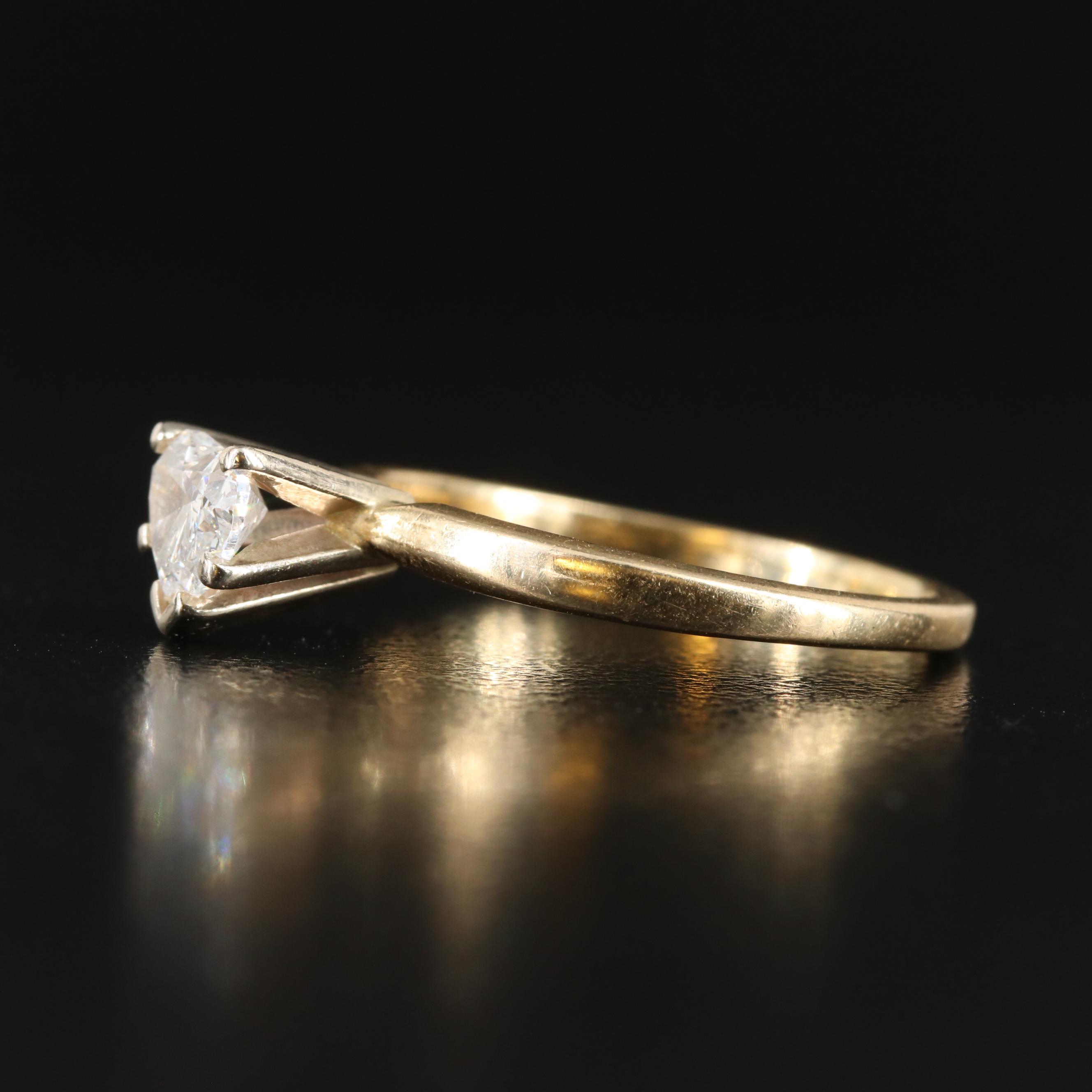 14K 0.59 CT Diamond Heart Solitaire Ring