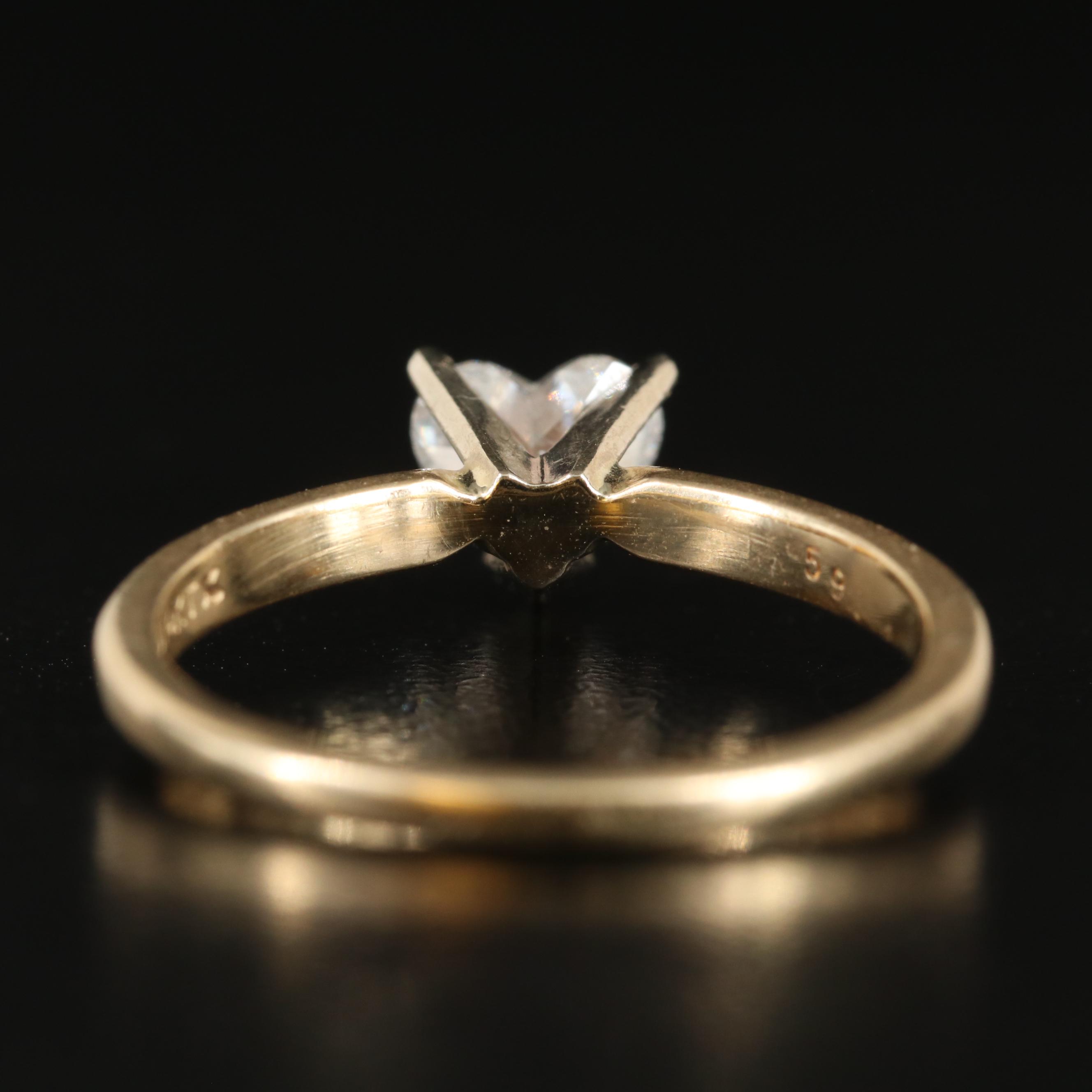 14K 0.59 CT Diamond Heart Solitaire Ring