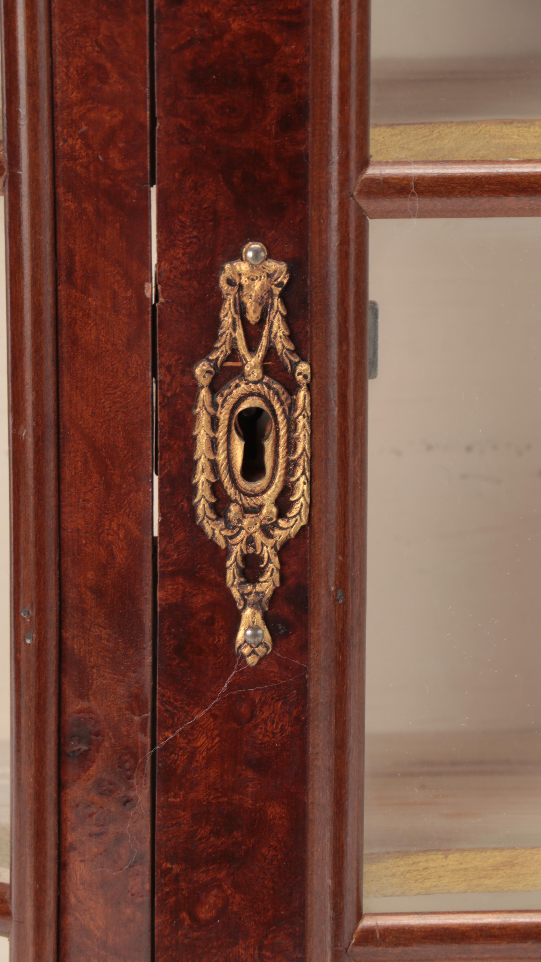 Dutch Baroque Style Burled Walnut Wall Mounted Vitrine, 19th Century