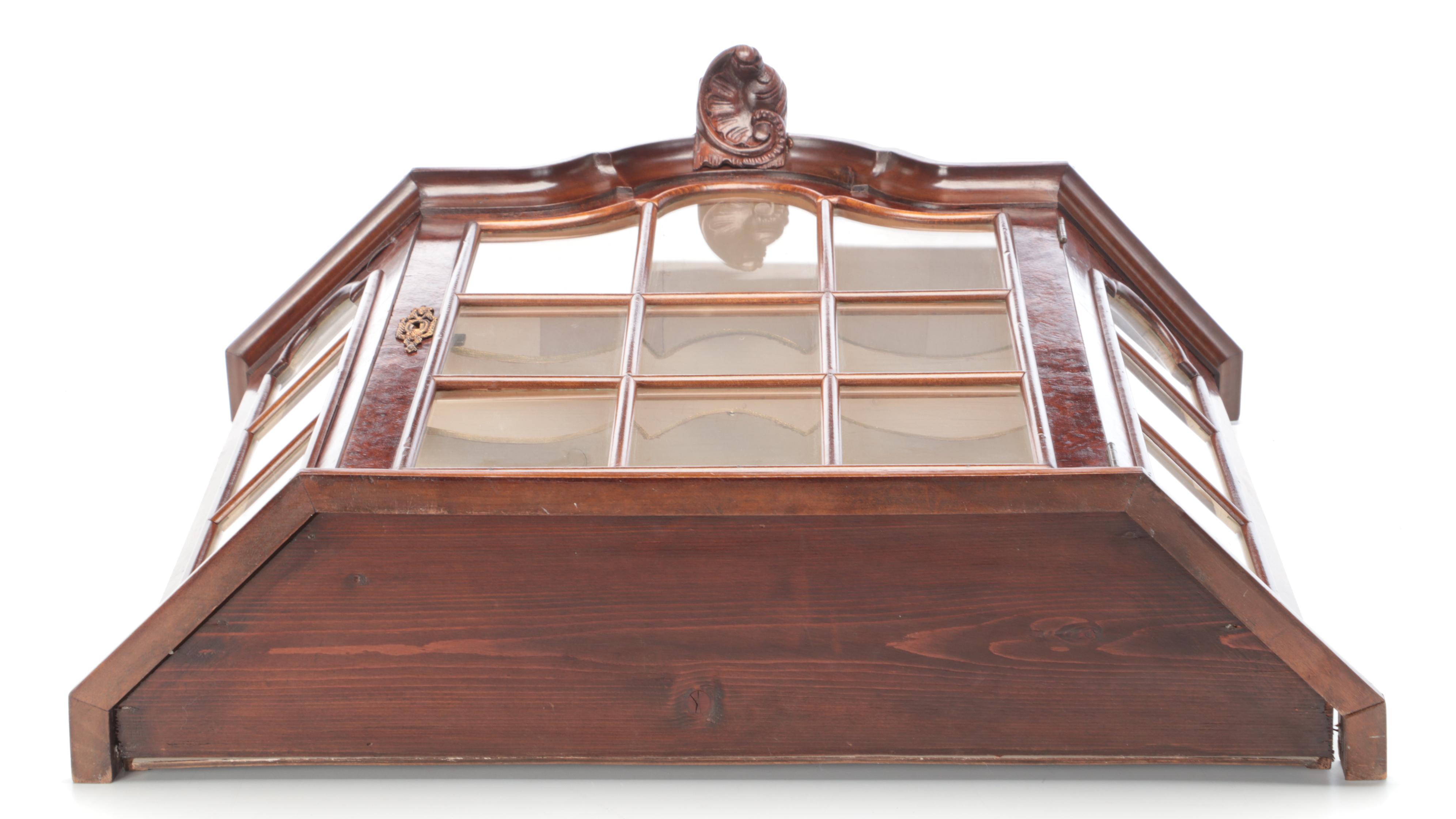 Dutch Baroque Style Burled Walnut Wall Mounted Vitrine, 19th Century