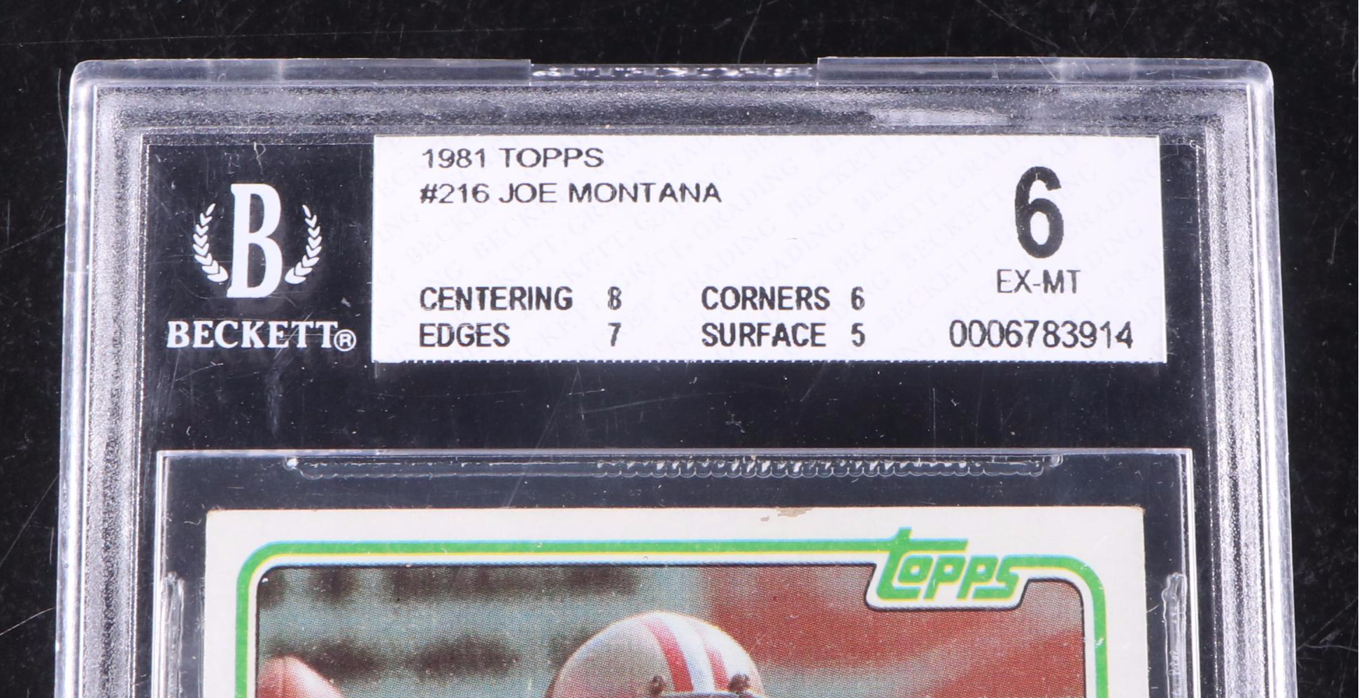 1981 Topps Joe Montana Rookie Card Graded Beckett BGS 6 EX-MT