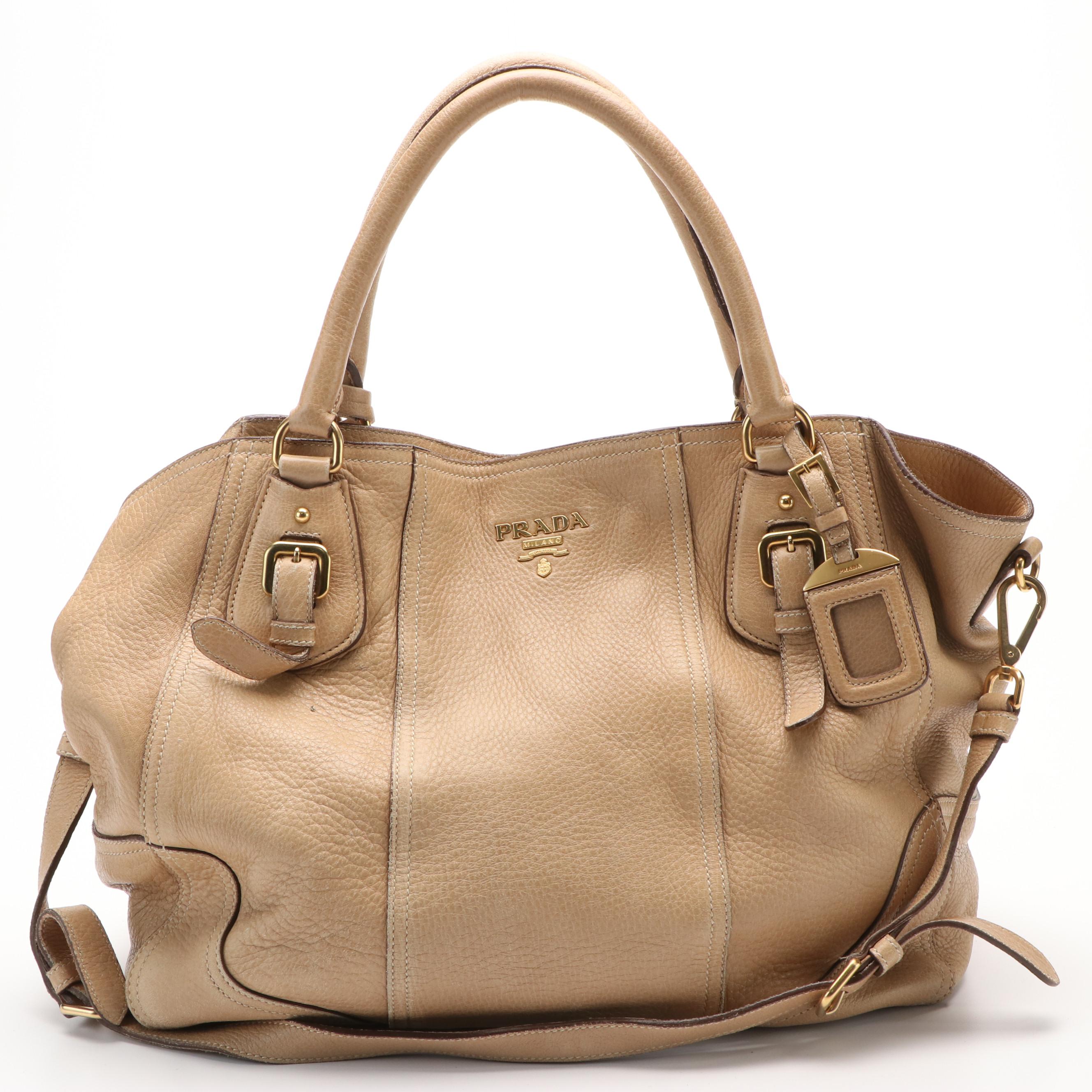 Prada Shoulder Bag in Cervo Antik Deerskin Leather