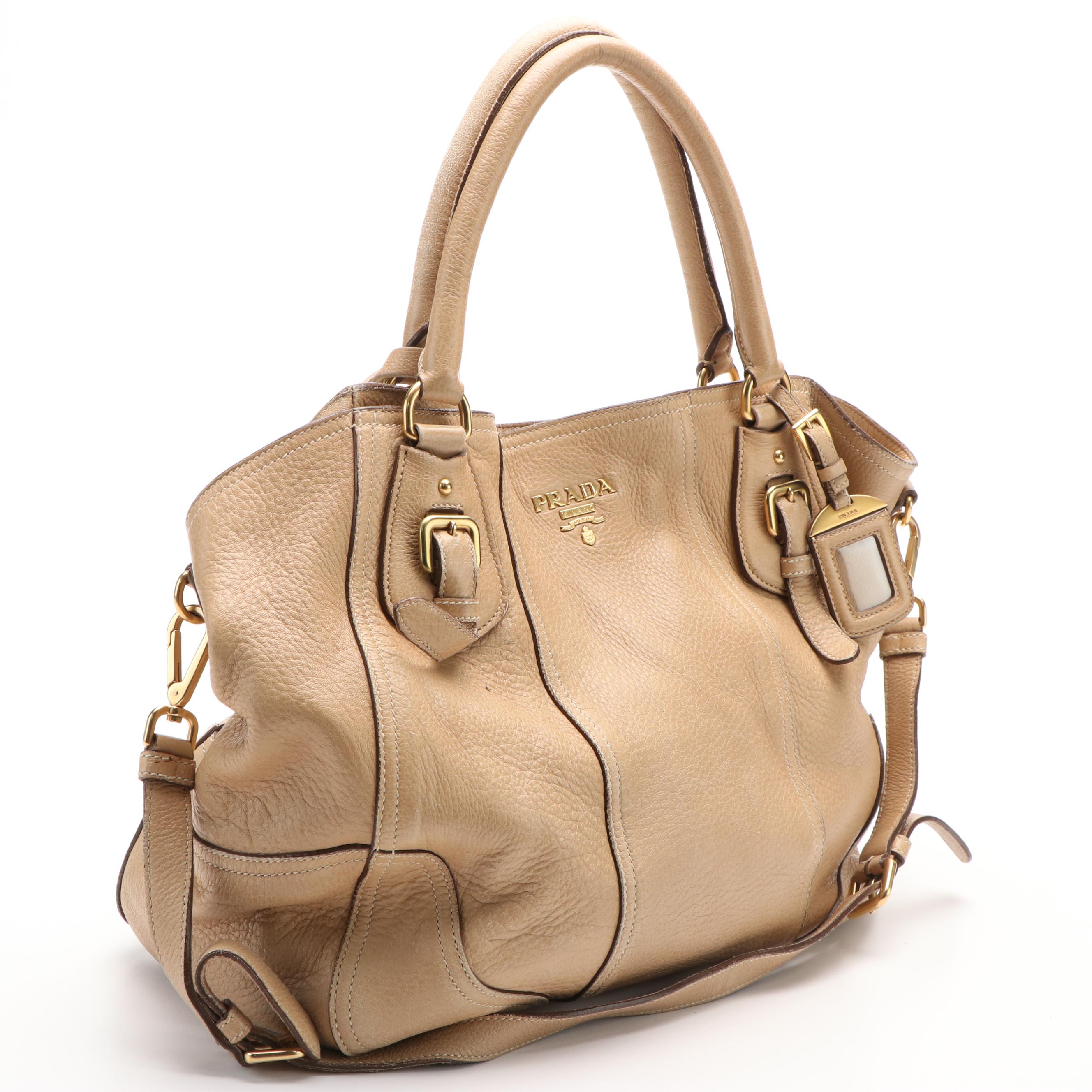 Prada Shoulder Bag in Cervo Antik Deerskin Leather