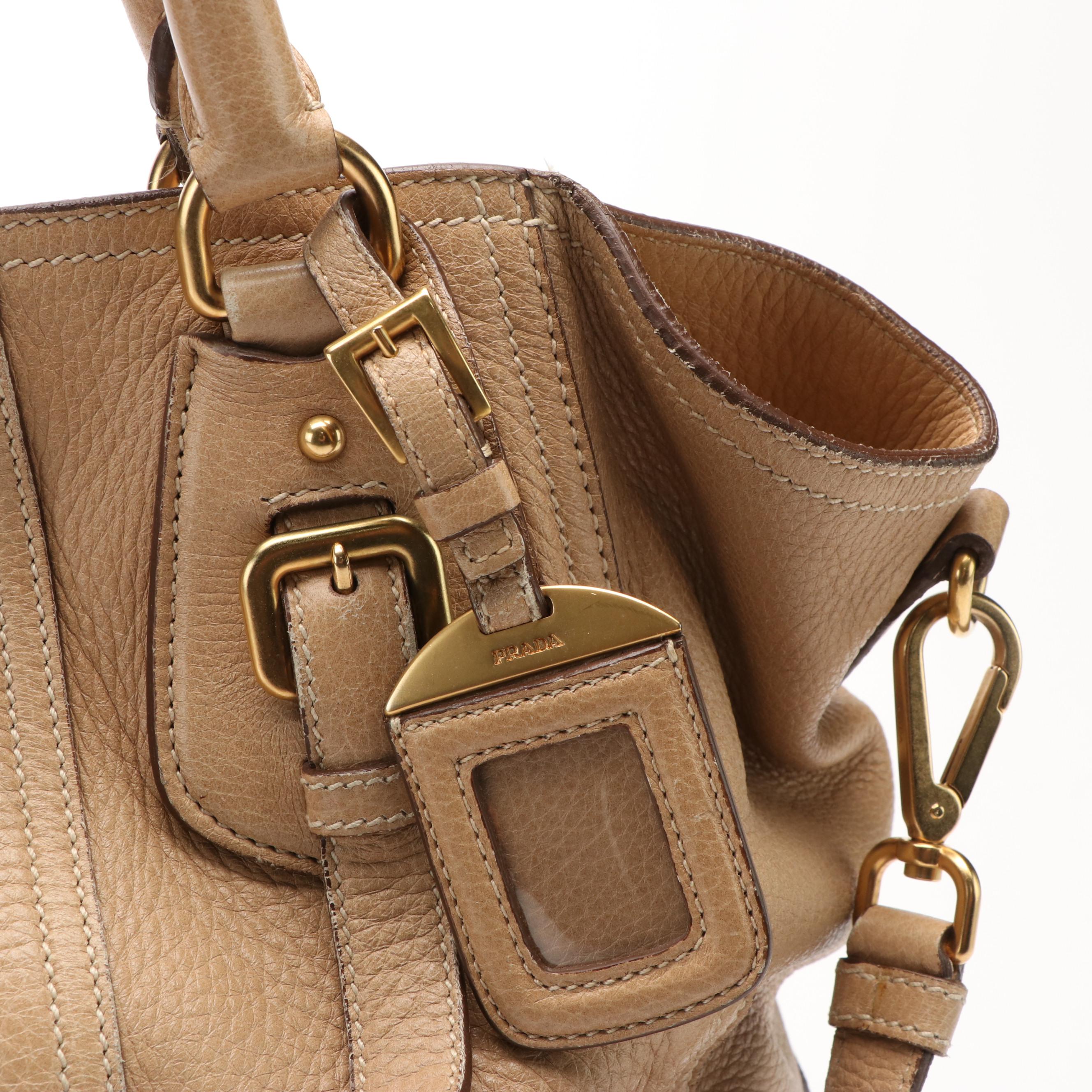 Prada Shoulder Bag in Cervo Antik Deerskin Leather