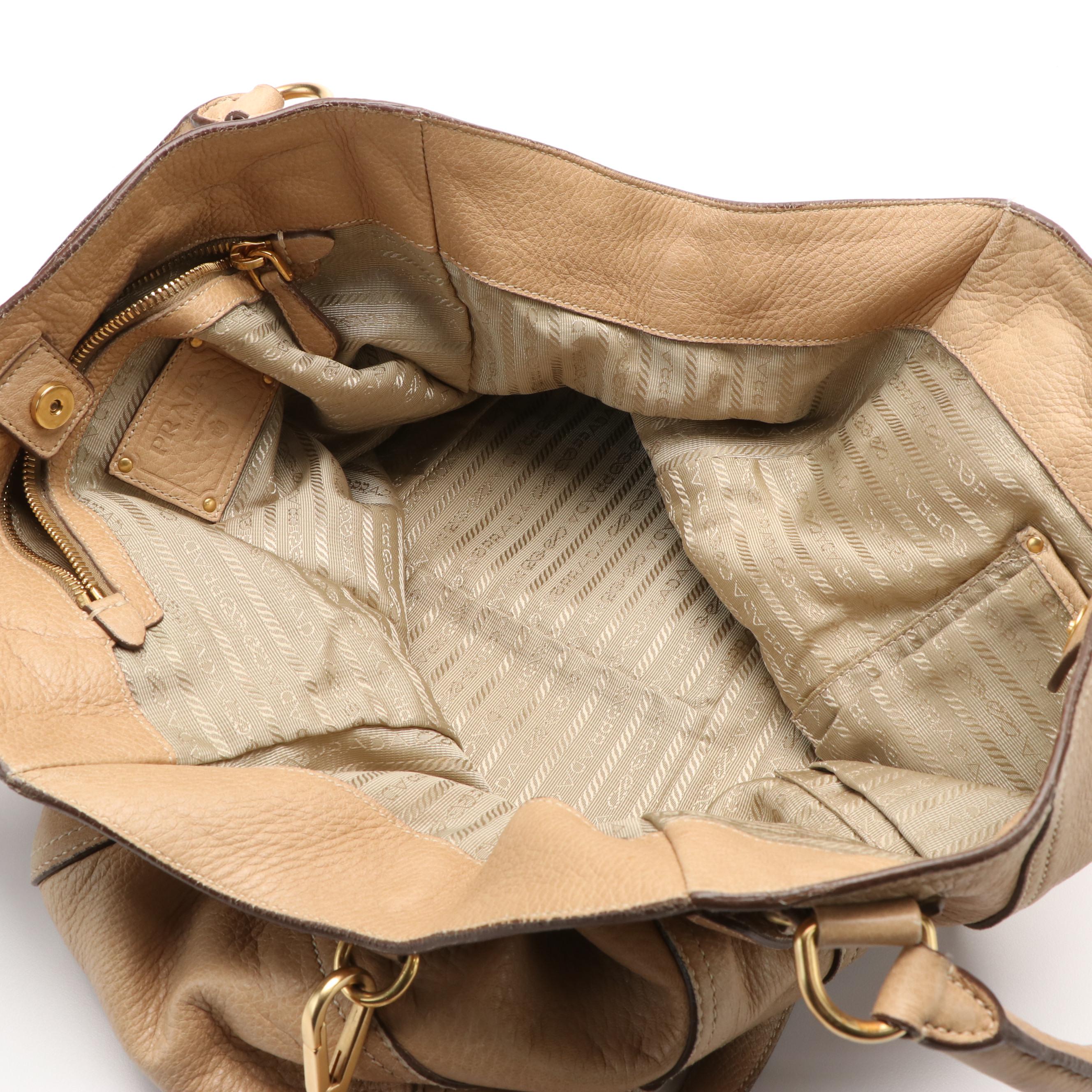 Prada Shoulder Bag in Cervo Antik Deerskin Leather