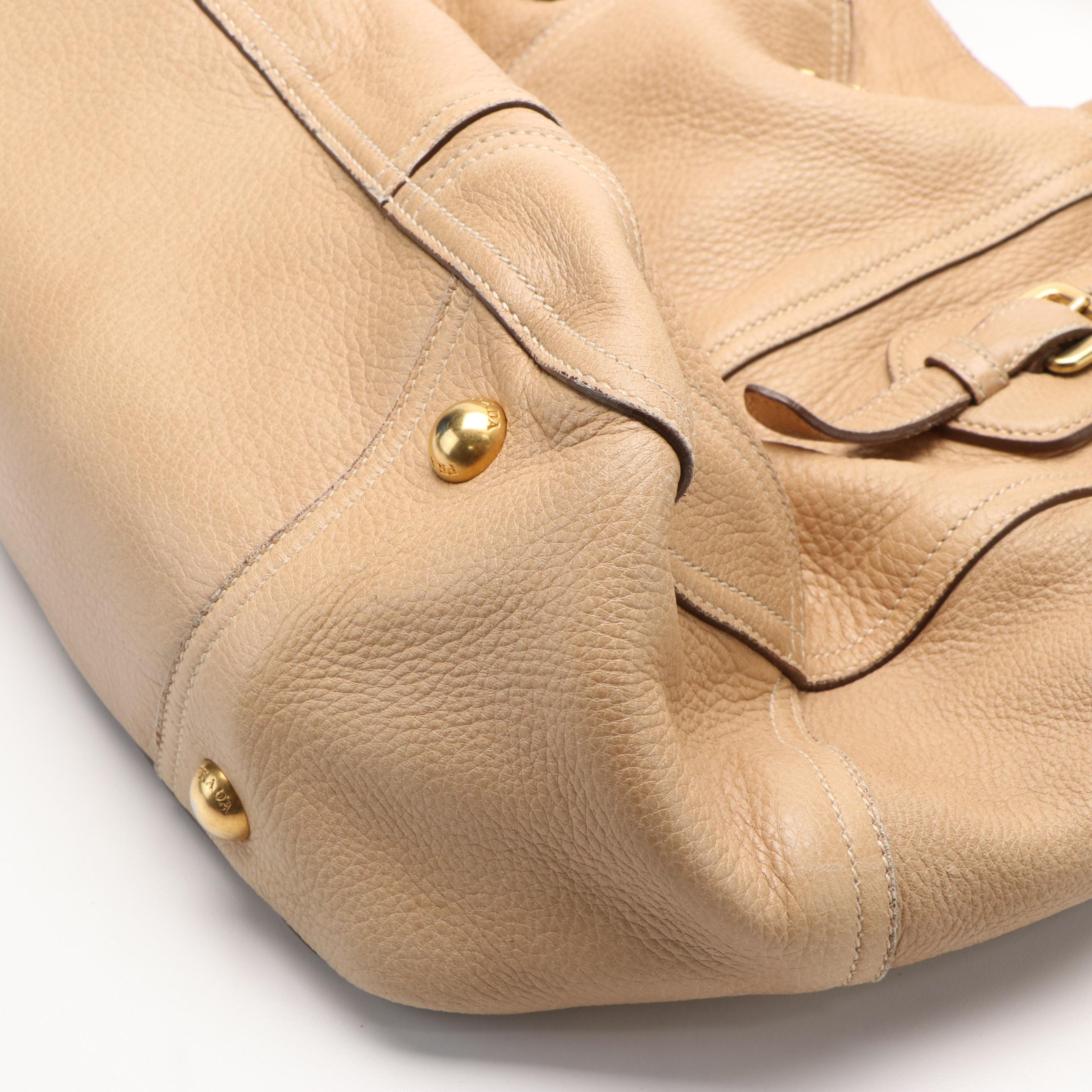 Prada Shoulder Bag in Cervo Antik Deerskin Leather